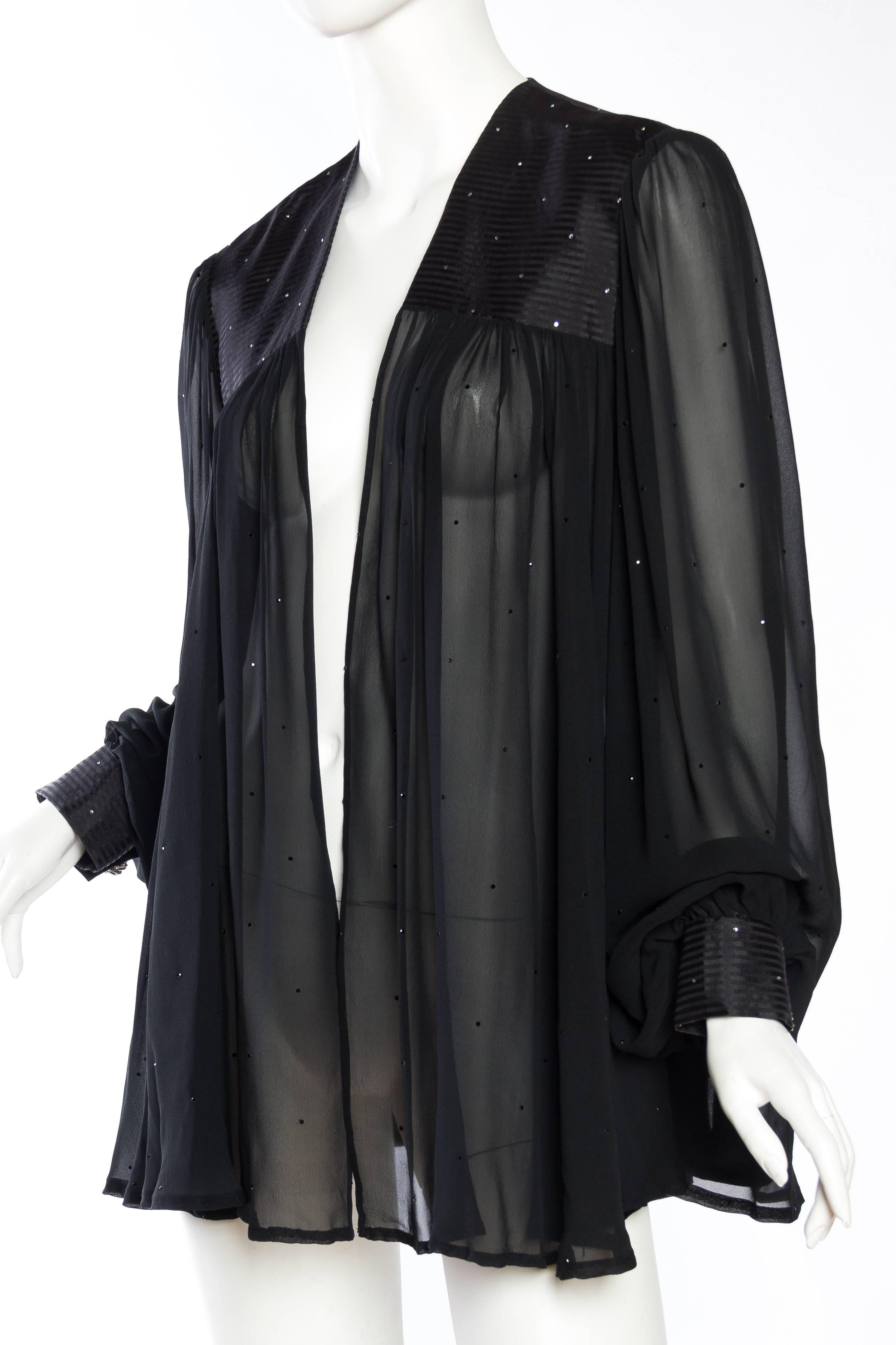 Anna Rosa Saracino Chiffon Jacket with Crystals In Excellent Condition In New York, NY
