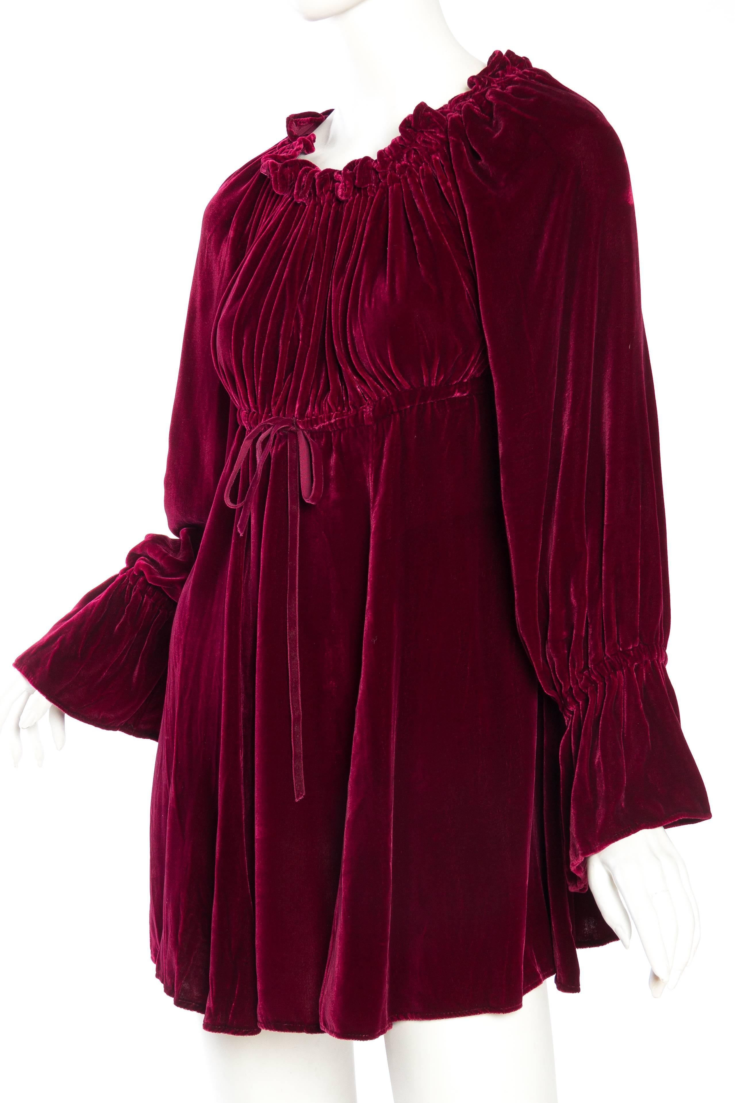 Red Retro 1960s Rayon Velvet Mini Dress