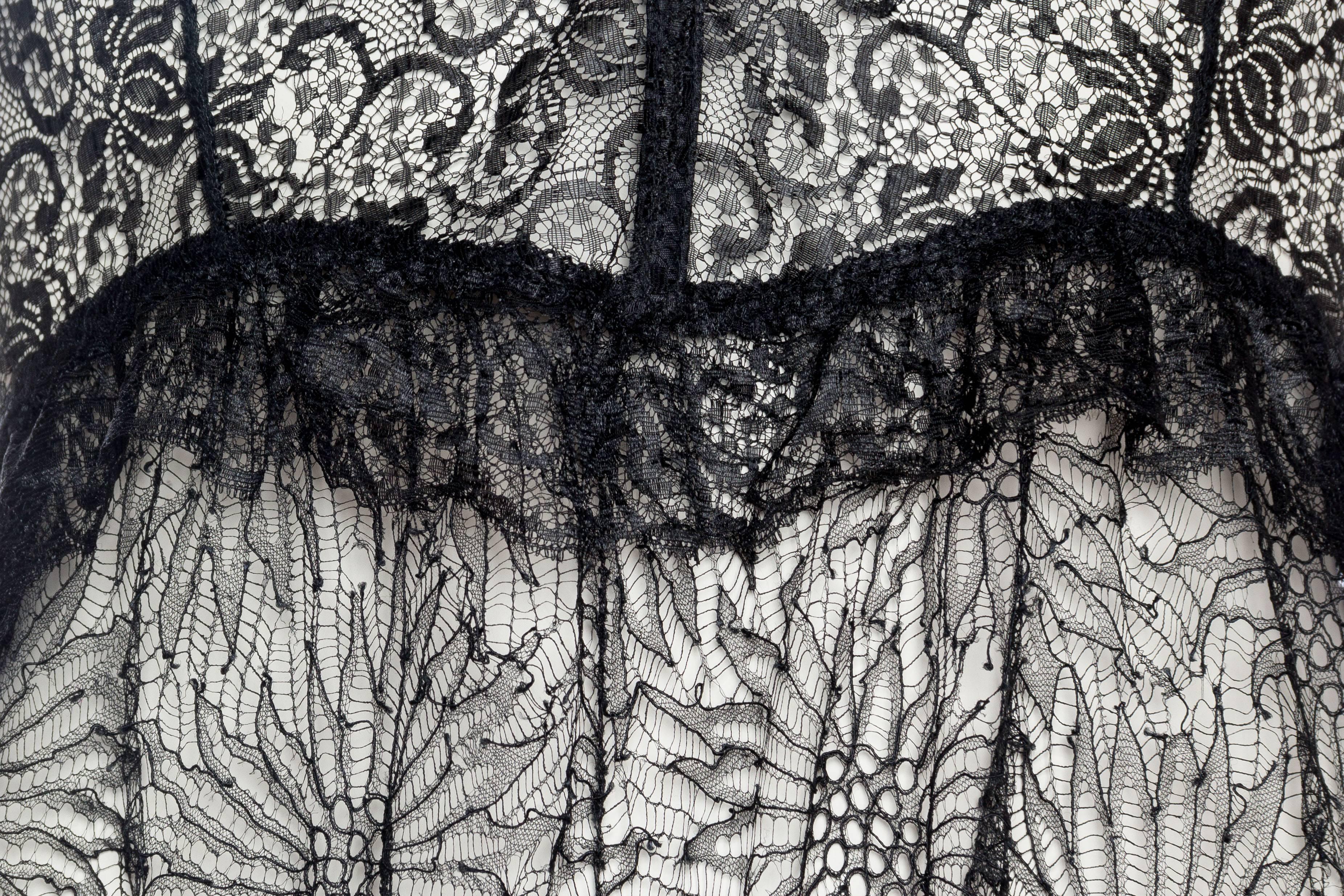 1930s Sheer Black Chantilly Lace Dress 3