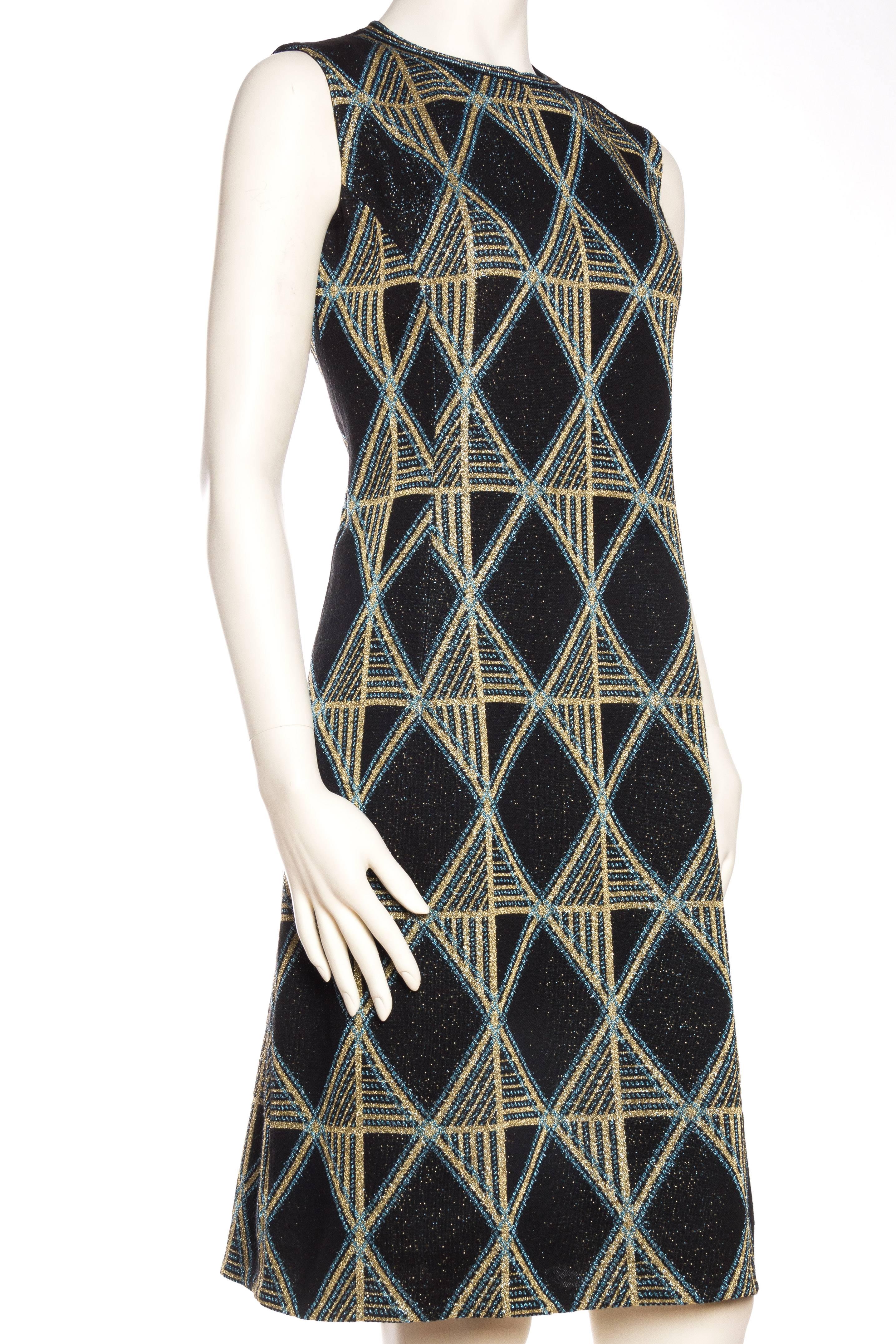 Black 1960s Mod Pierre Balmain Sparkle Knit Dress