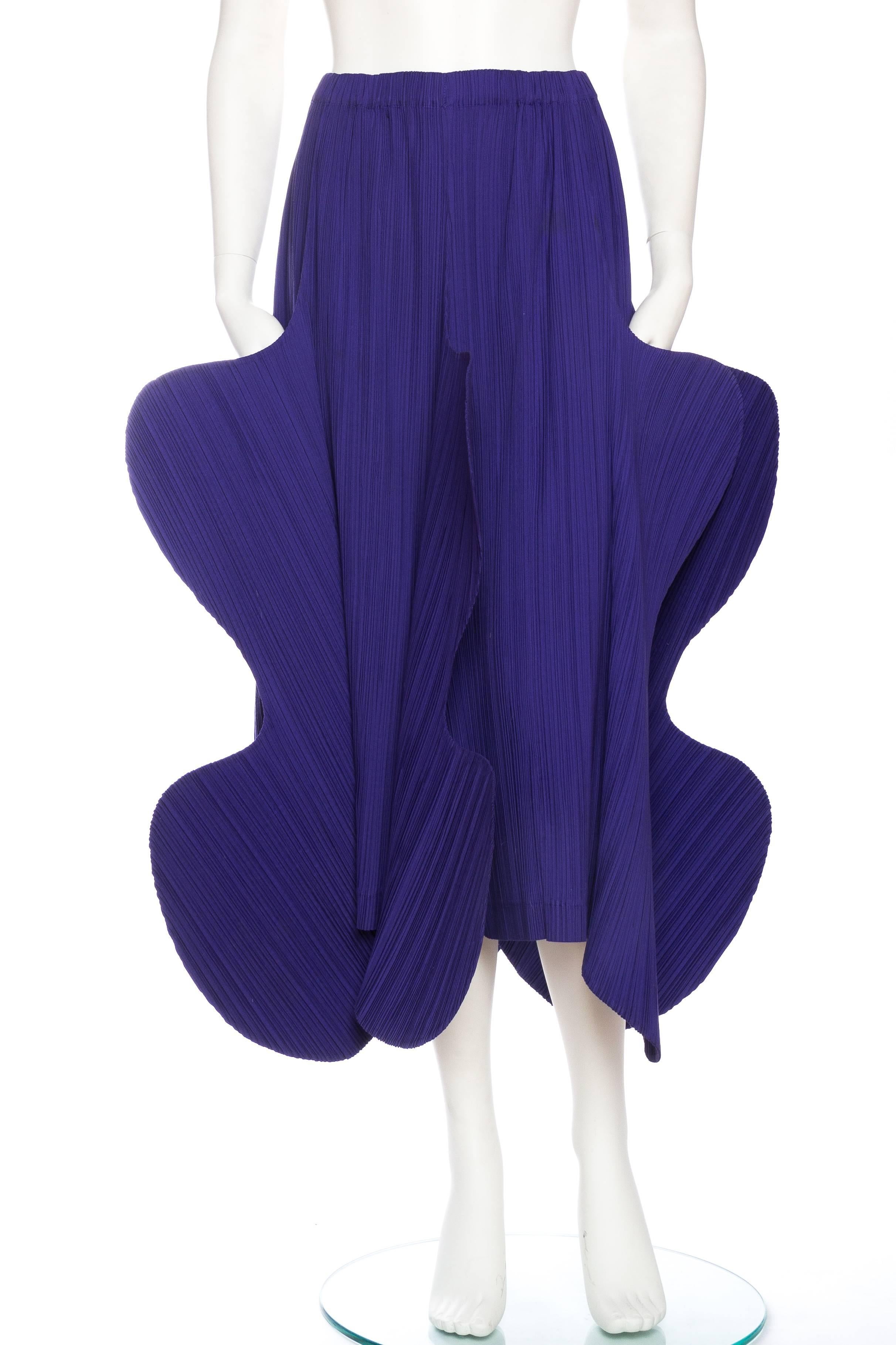 Purple Issey Miyake Sculptural Pleated Skirt