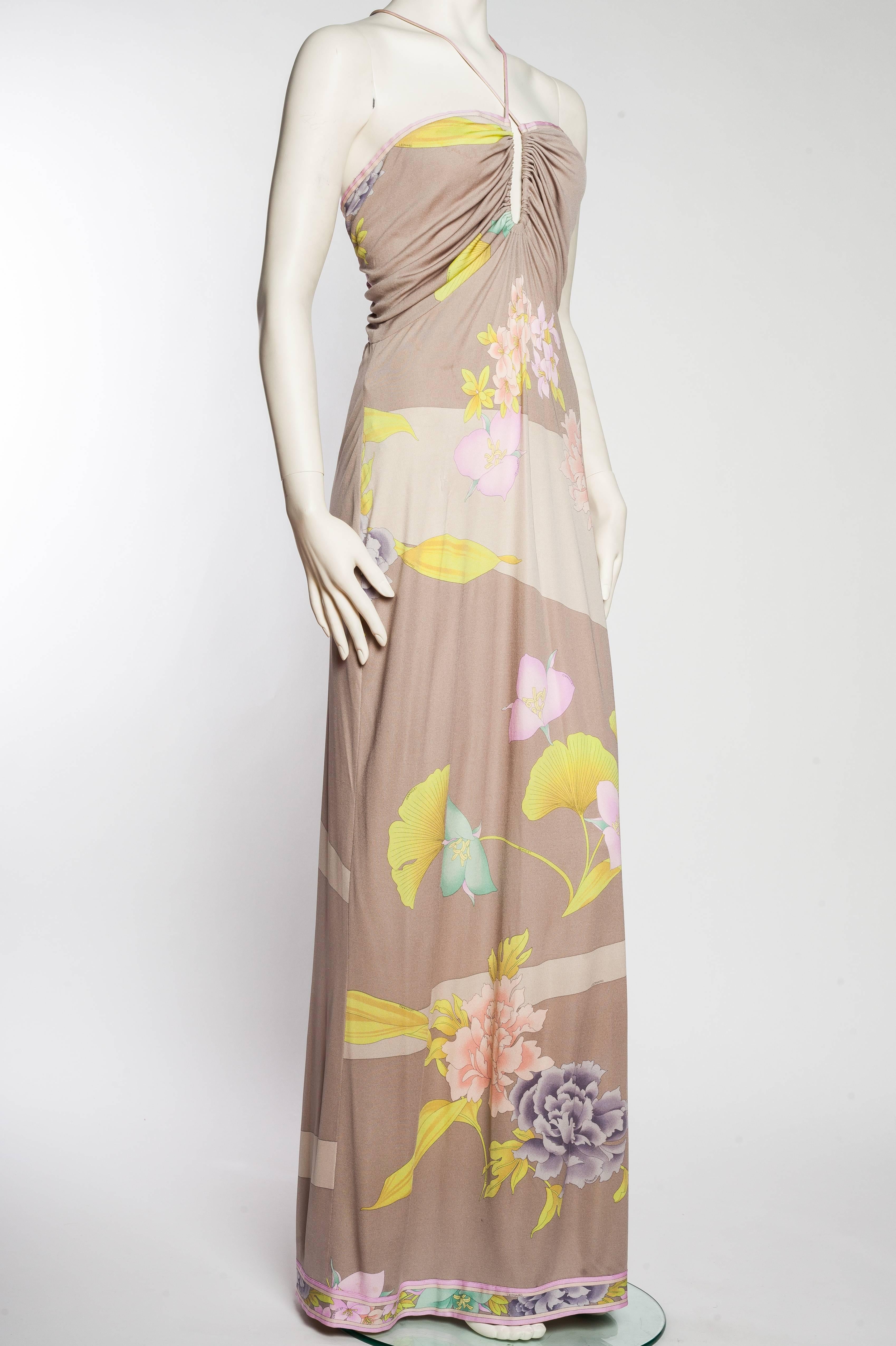1970S LEONARD Silk Jersey Gown Dress In Excellent Condition In New York, NY