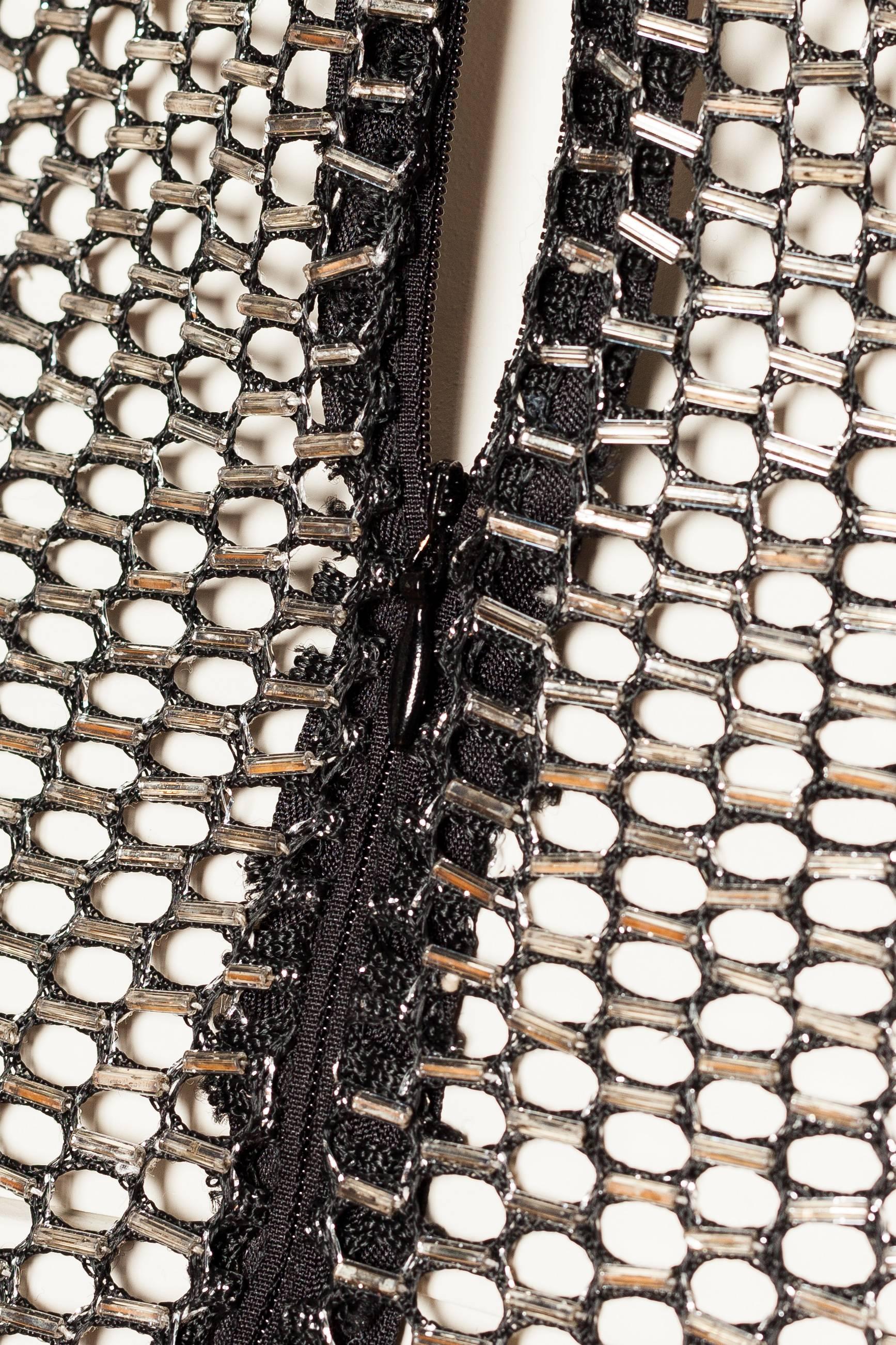 bugle bead net gown with train 3