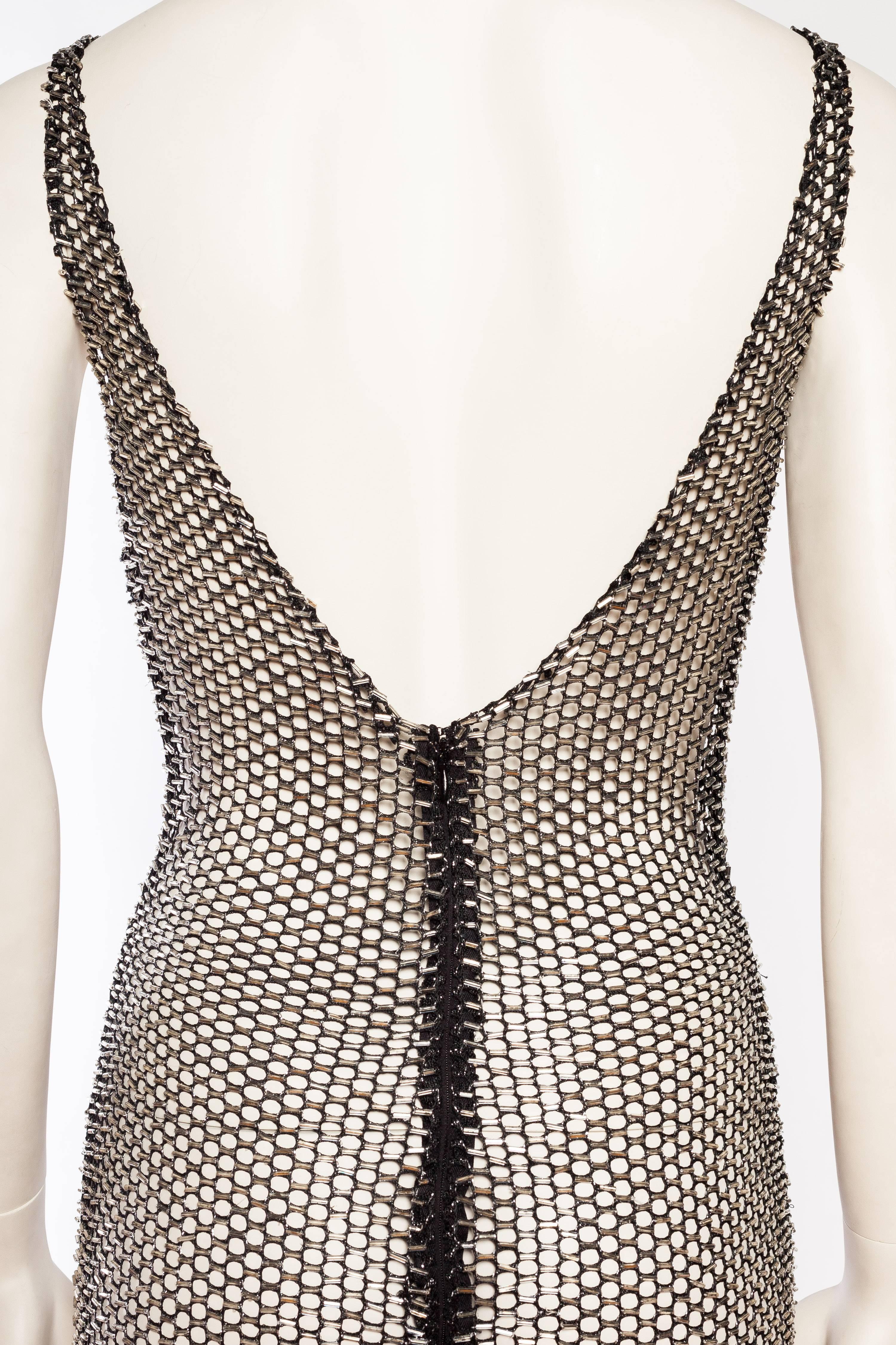 bugle bead net gown with train 1