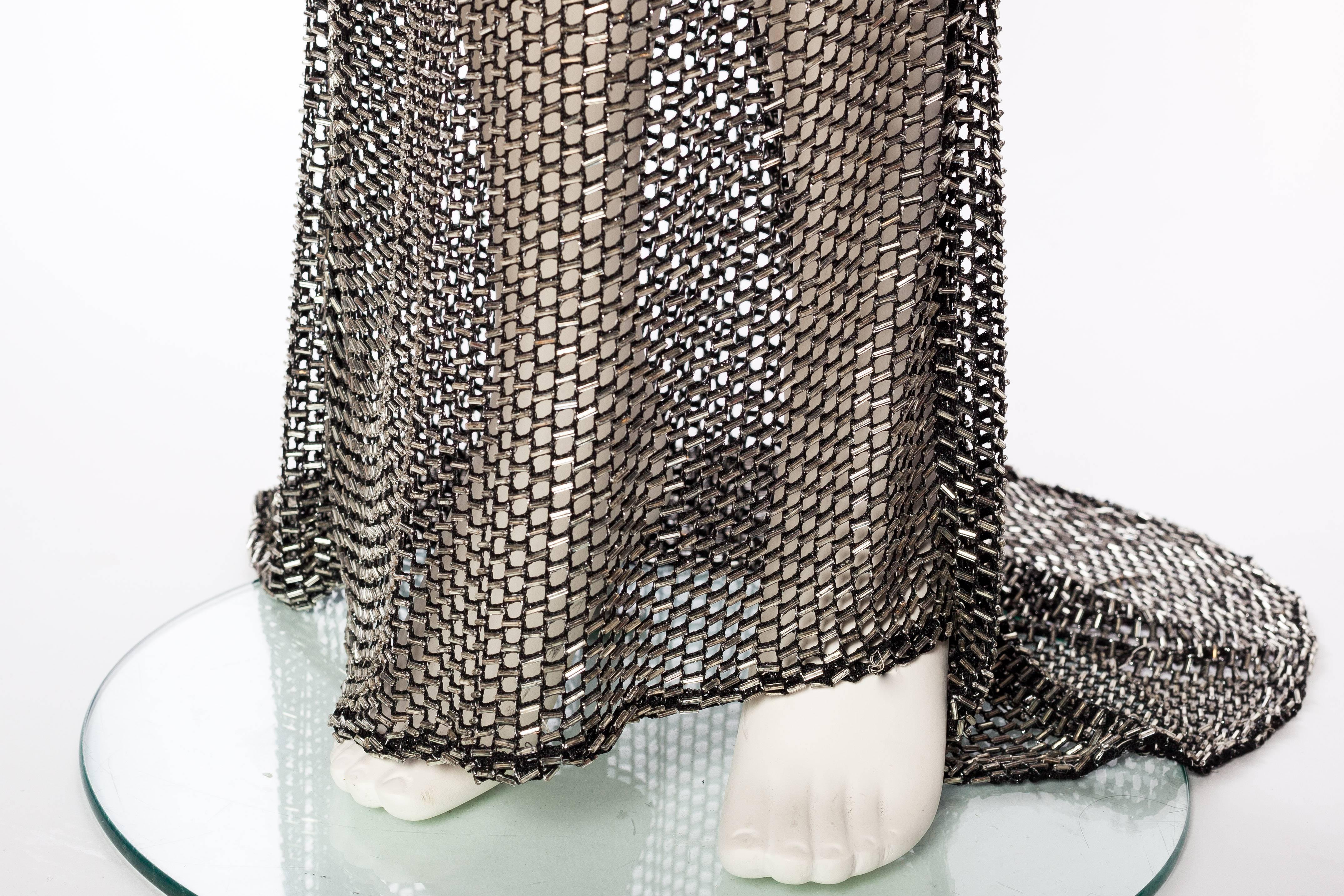 bugle bead net gown with train 2