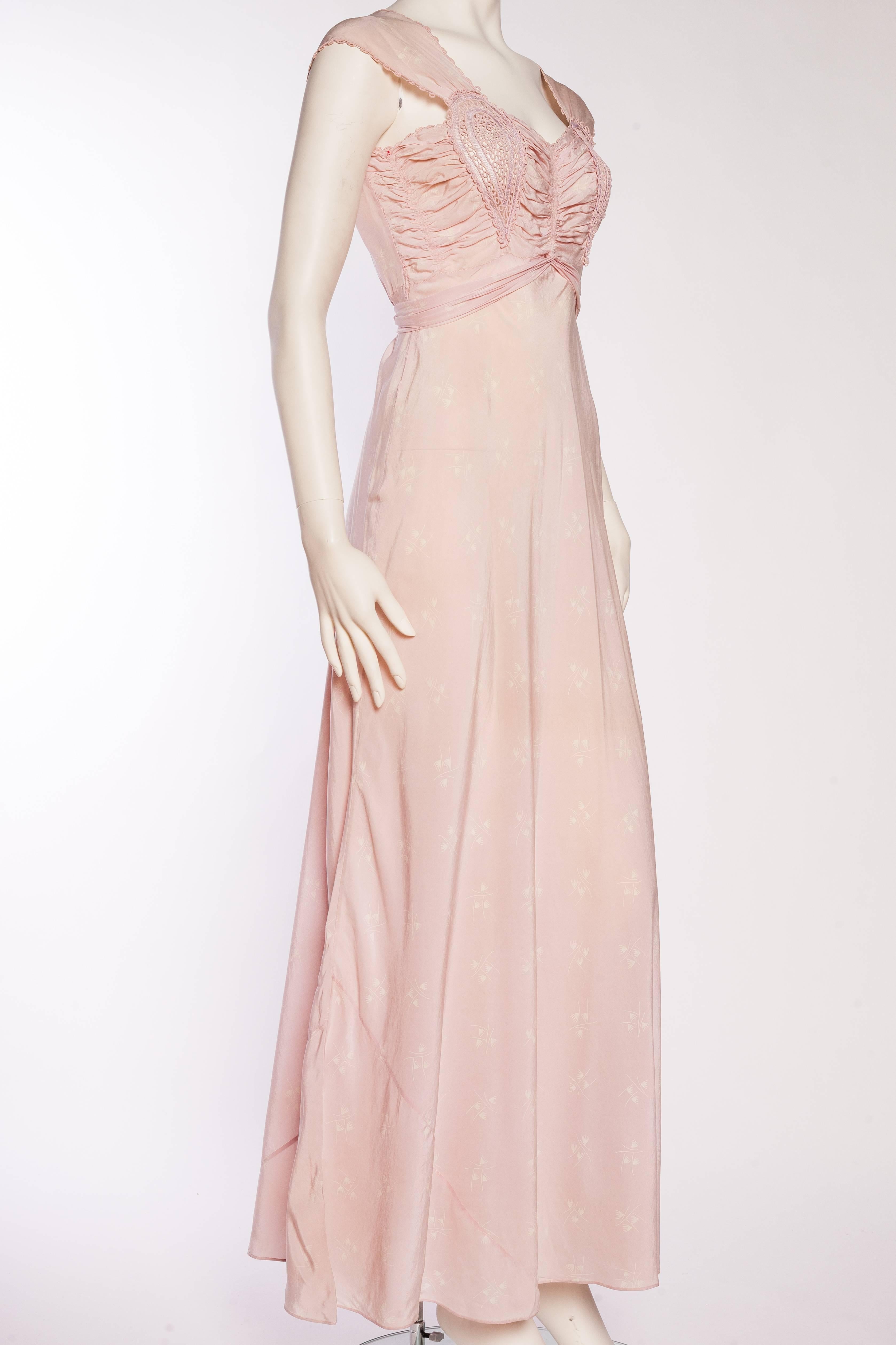 Beige 1930 bias lingerie silk slip gown