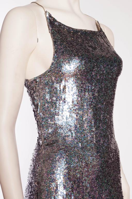 Badgley Mischka Silver sequin backless gown at 1stDibs | backless ...