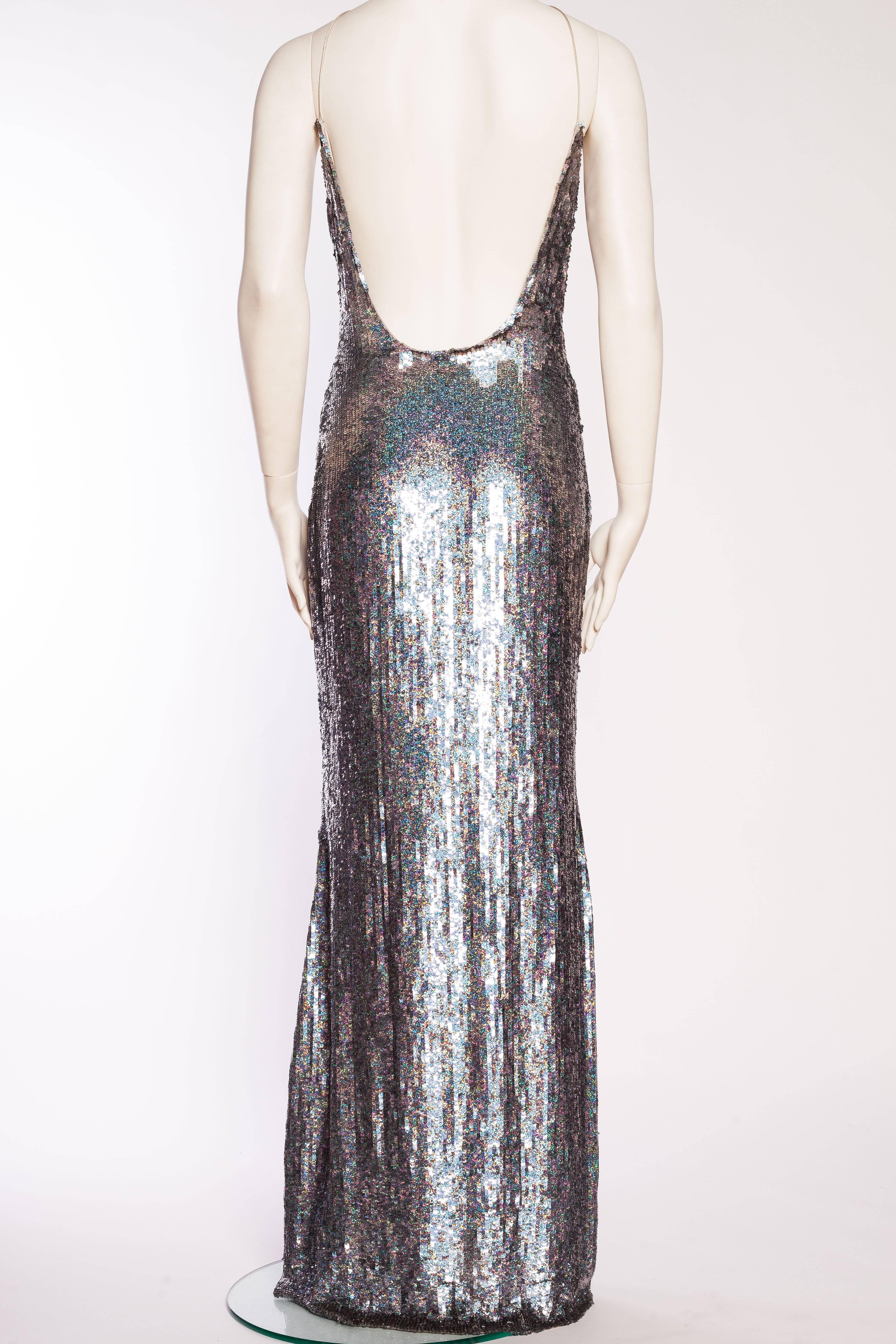 silver sequin gown