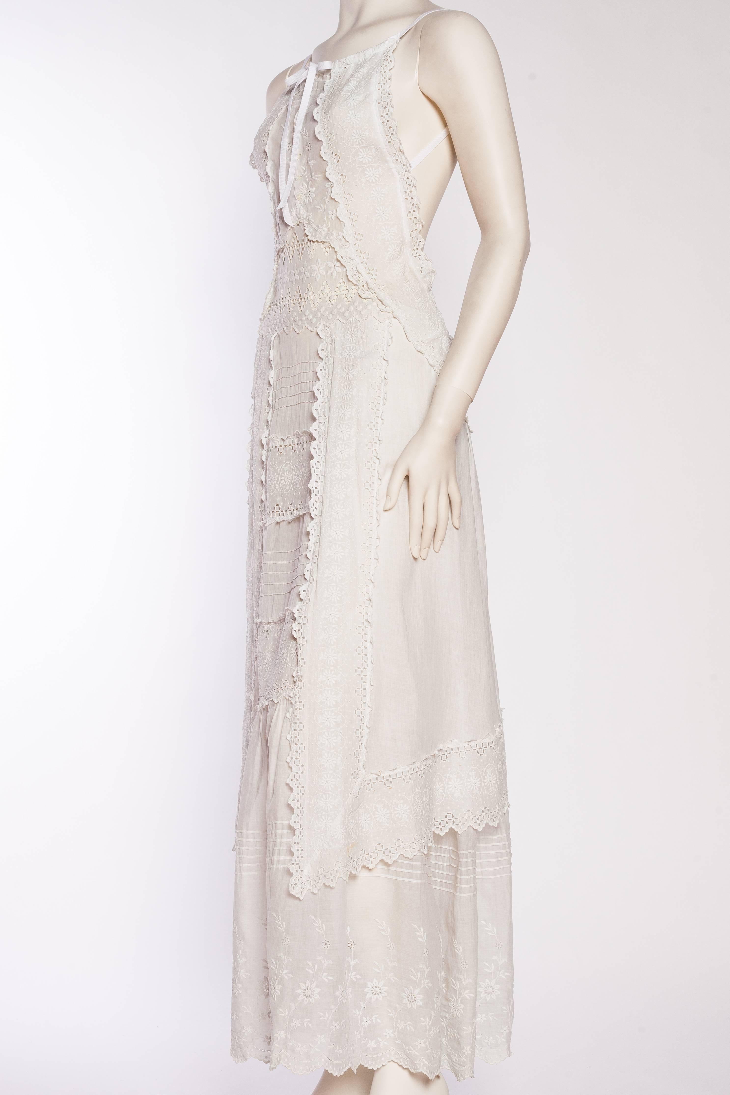 edwardian tea dress backless eye lit  In Excellent Condition In New York, NY