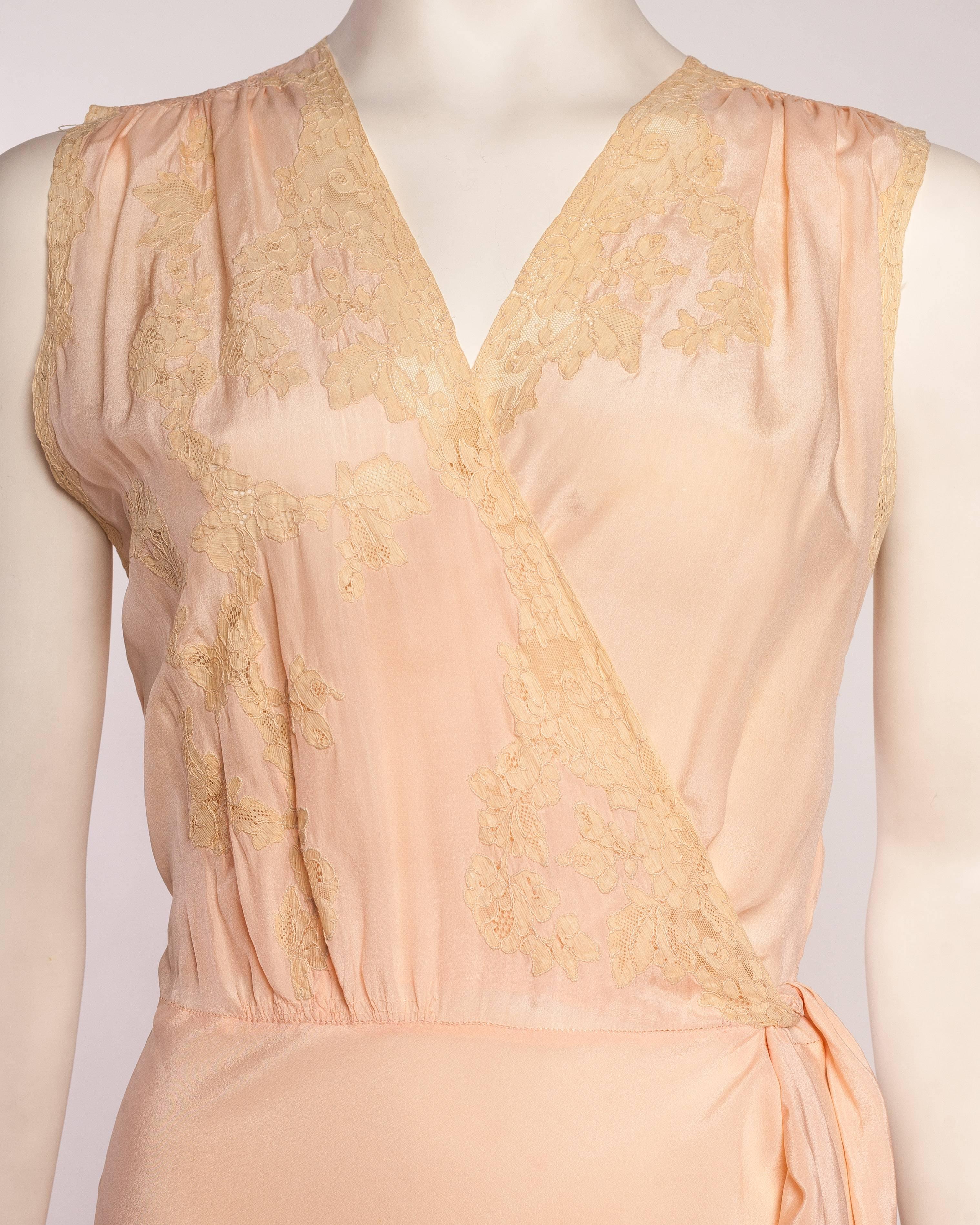 1930 hand lace applique silk lingerie slip 2
