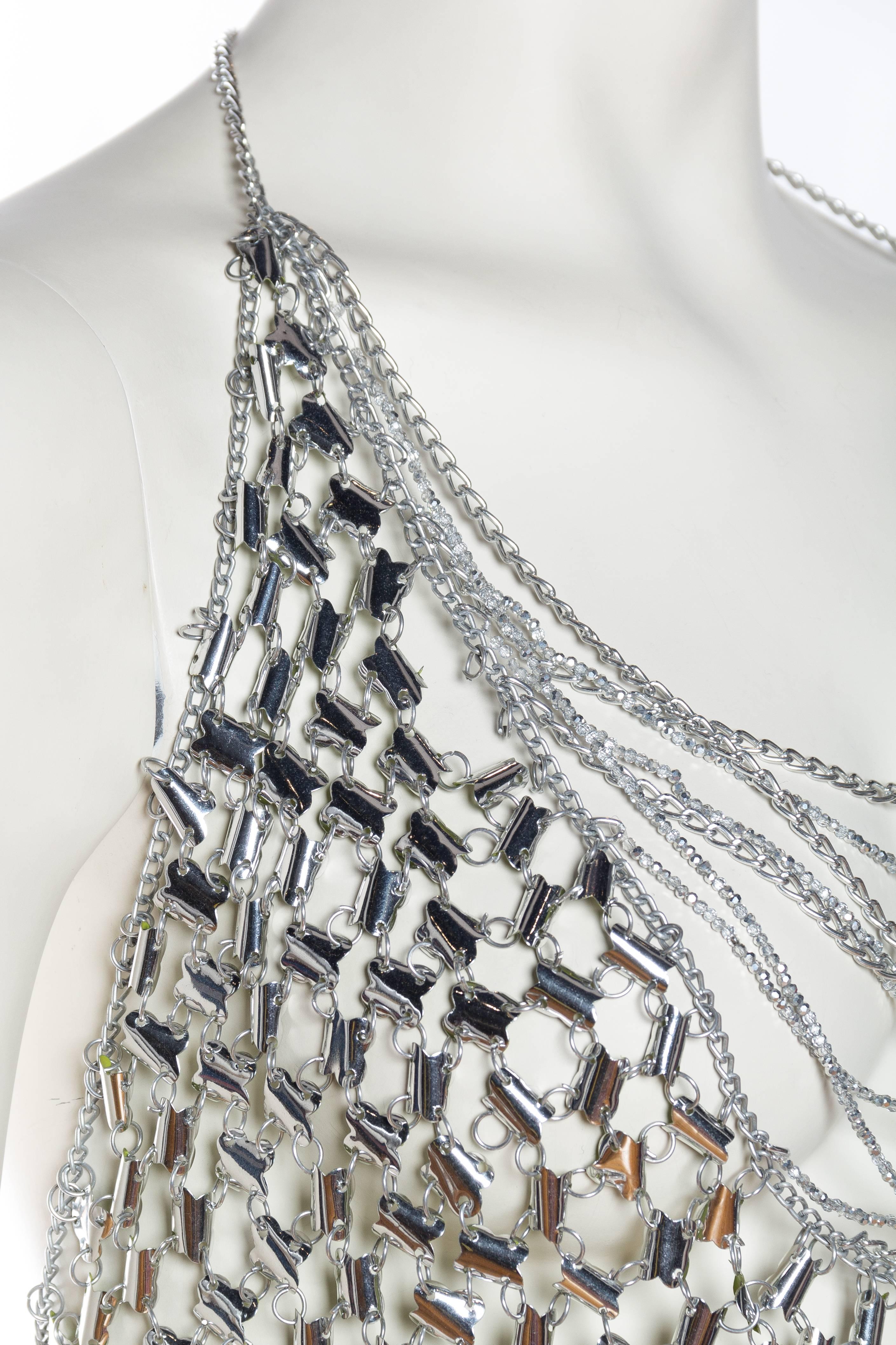 Gray Paco Rabbane Attributed Chainlink Dress with Crystals