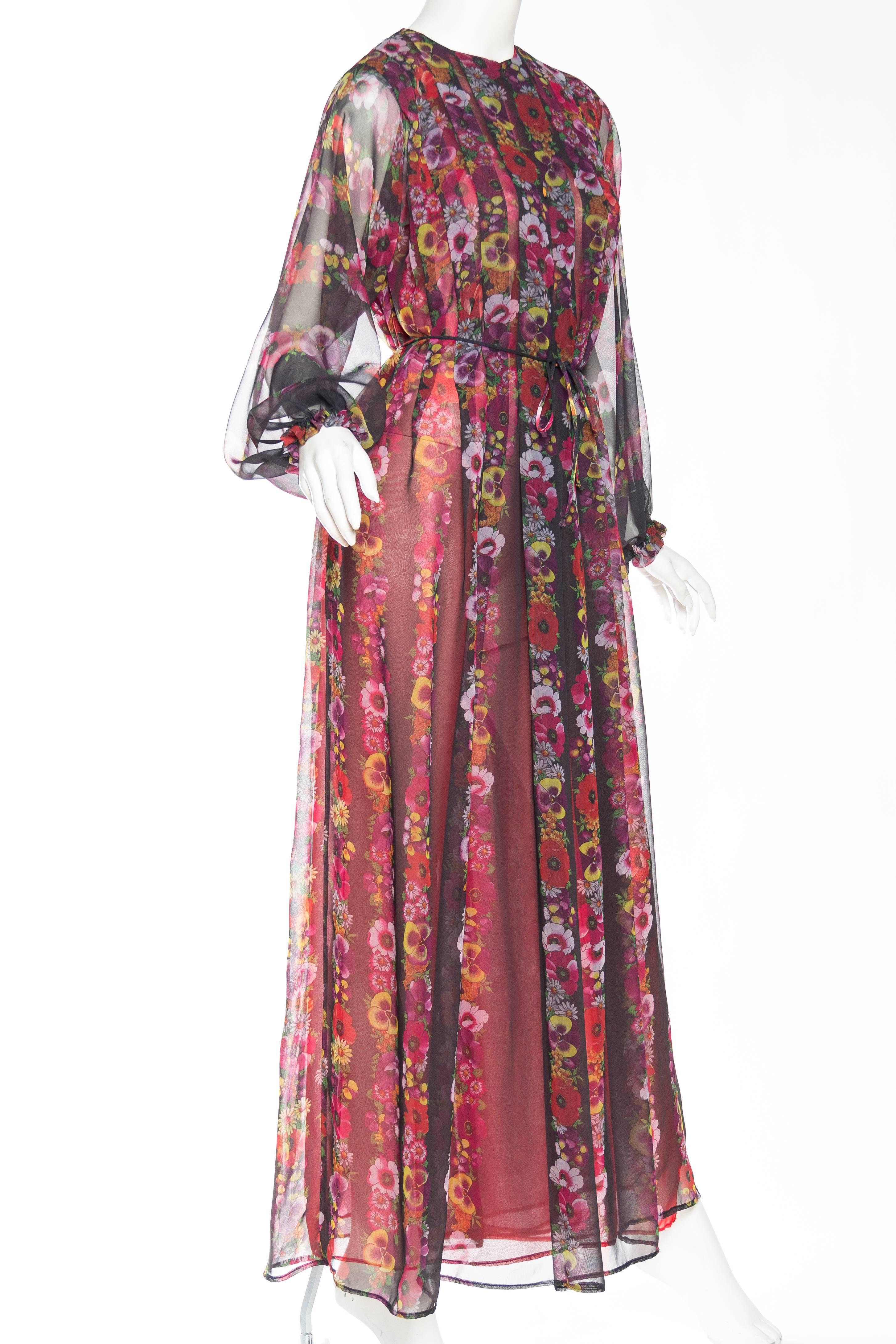 1970s Giorgio Sant Angelo Sheer Chiffon boho Dress In Excellent Condition In New York, NY
