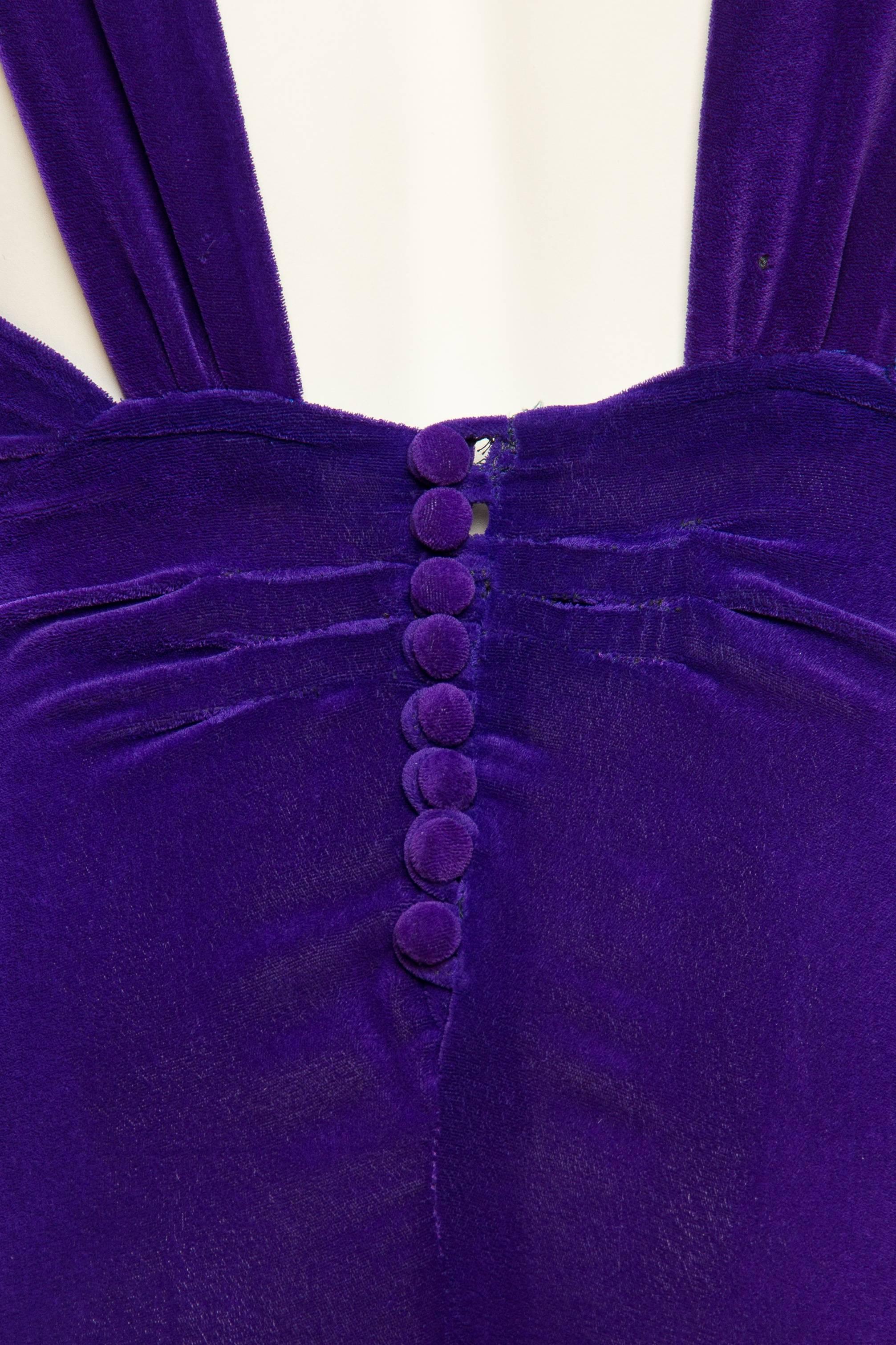 Backless 1930s Bias Cut Purple Velvet Gown 4