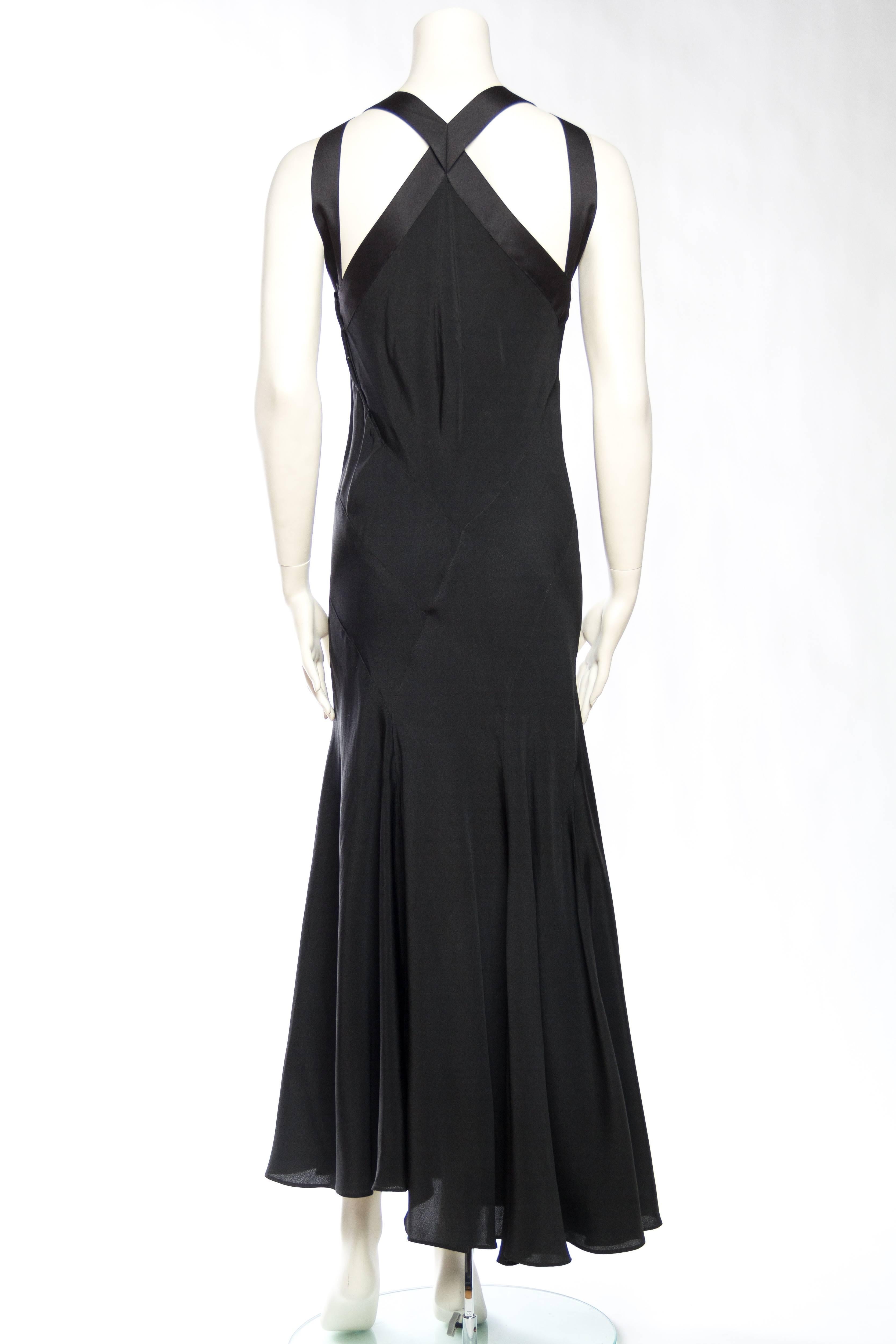 1930s Art-Deco Seamed Bias-Cut Gown with Ribbon Detailed Cut-outs 1