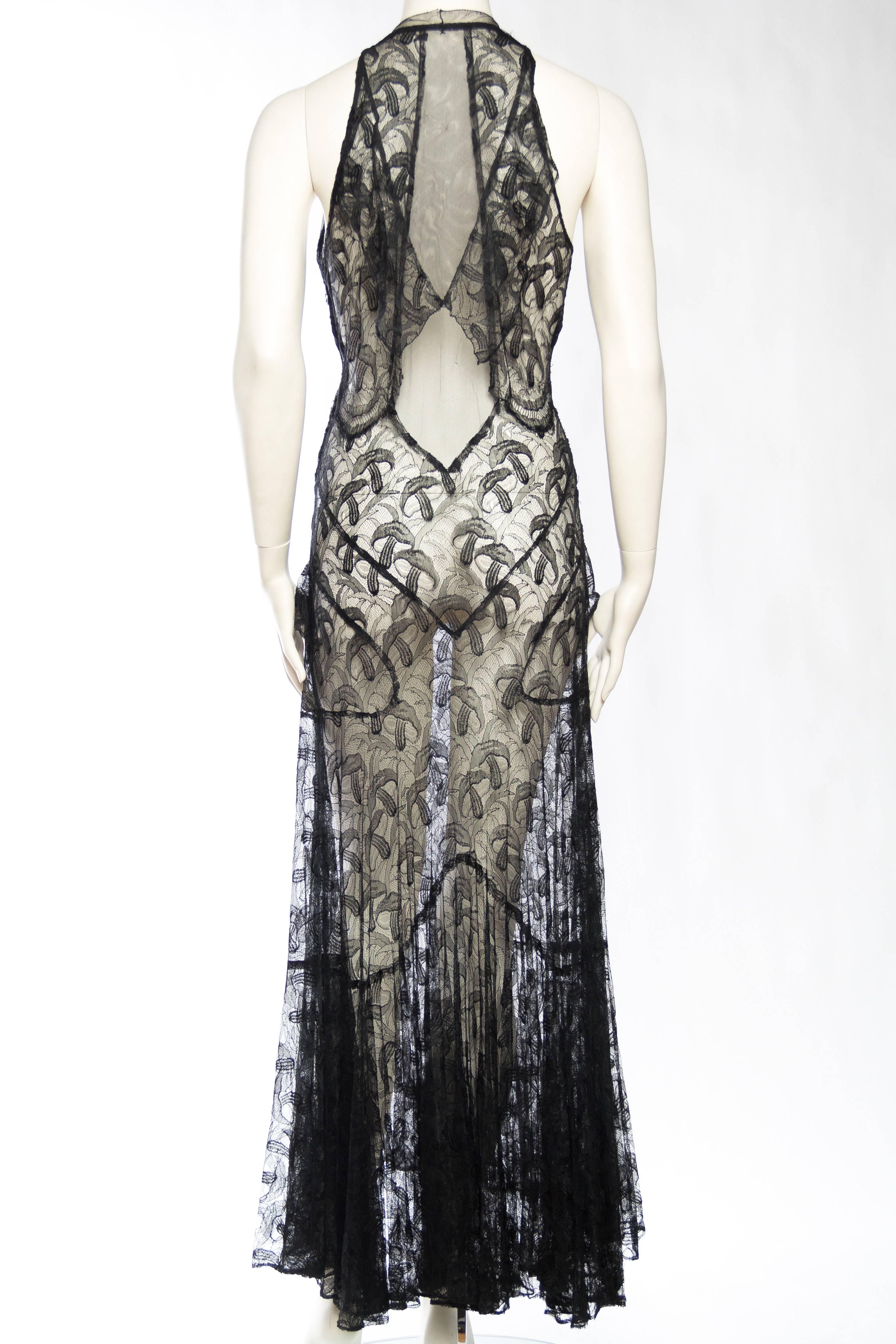 Women's 1930s Sheer Silk Lace and Net Gown