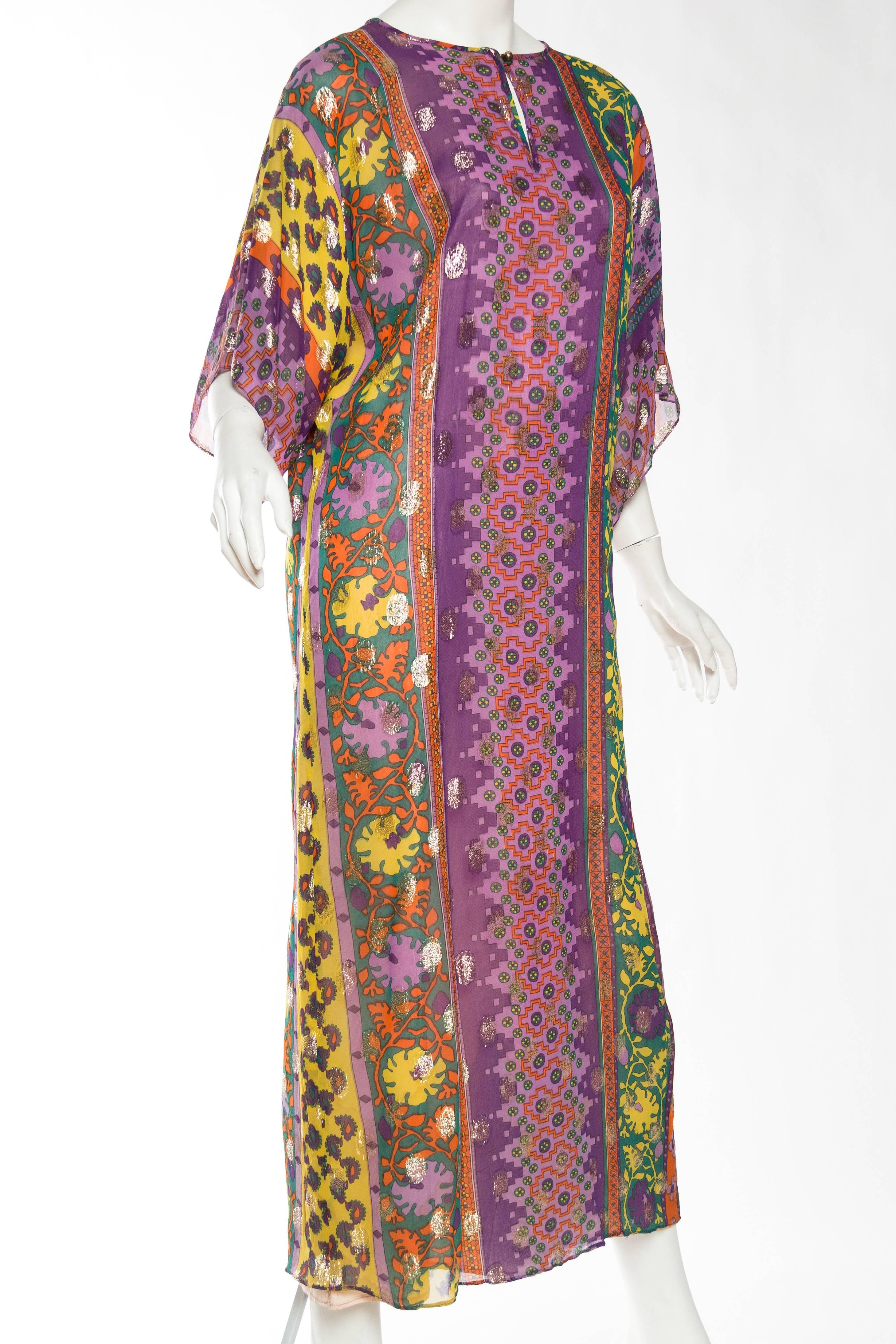 Chiffon and Lurex Kaftan In Excellent Condition In New York, NY