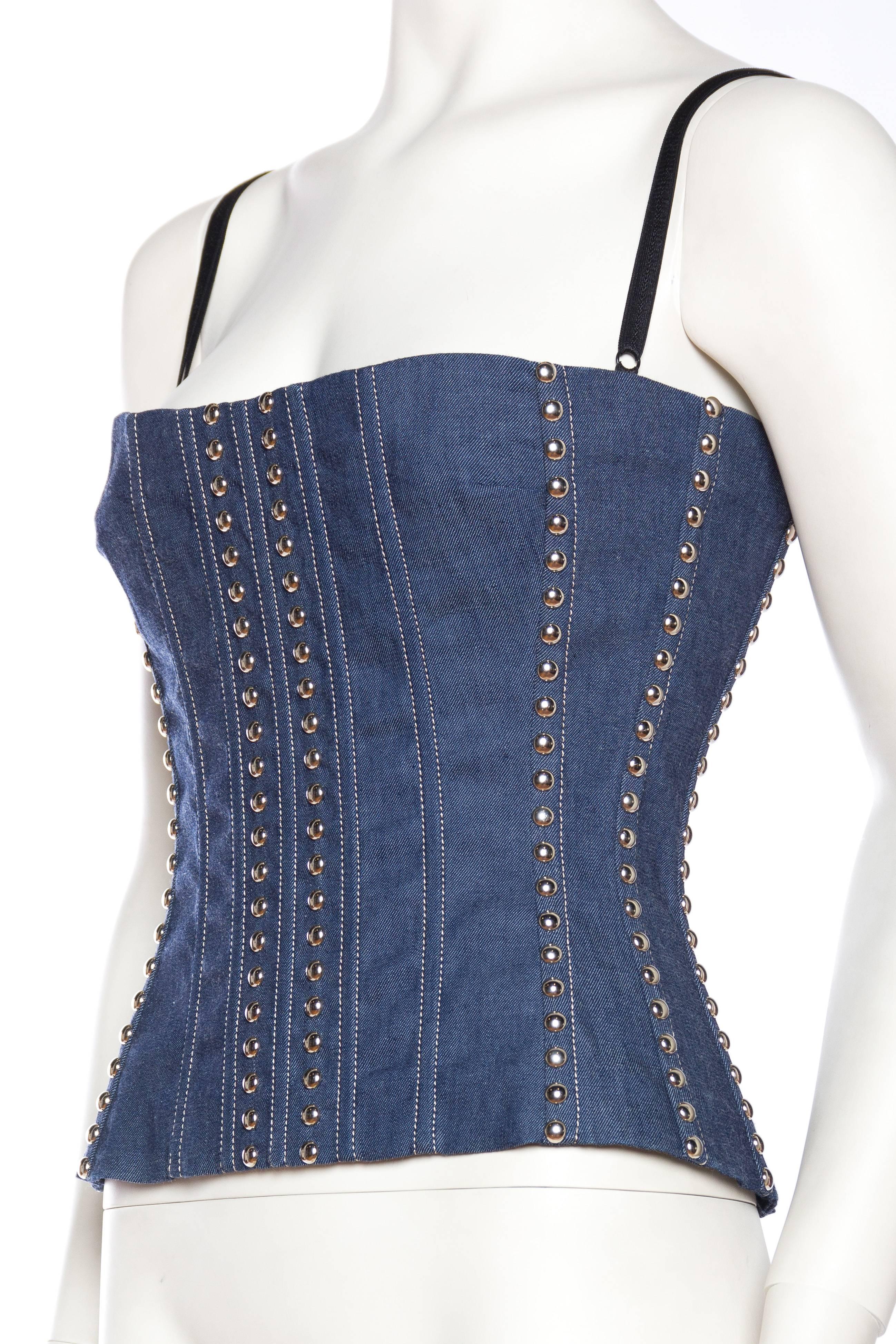 Dolce & Gabbana Studded Denim Corset In Excellent Condition In New York, NY