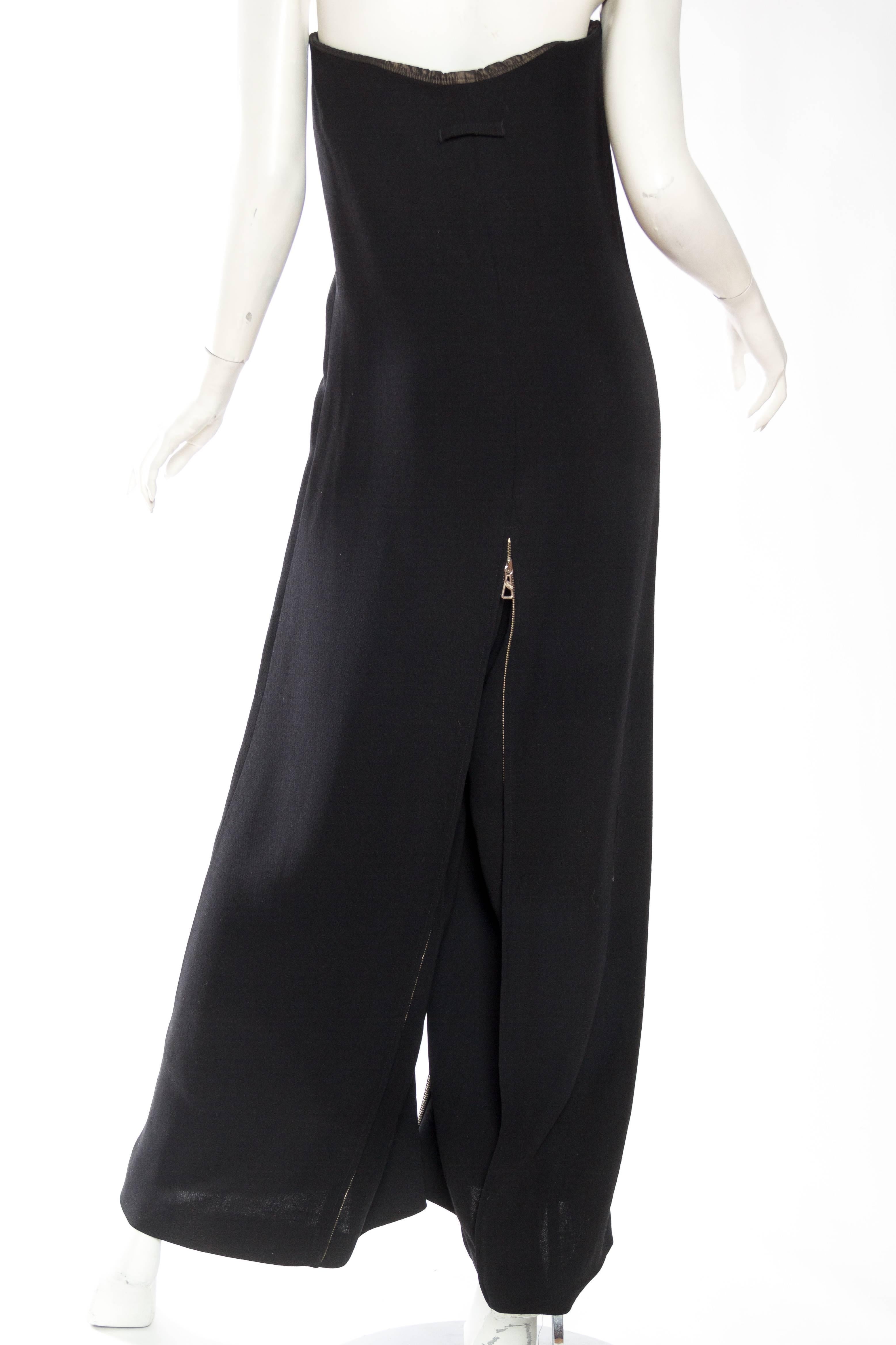 2000S JEAN PAUL GAULTIER Tuta nera, la cerniera centrale la trasforma in un vestito in vendita 2