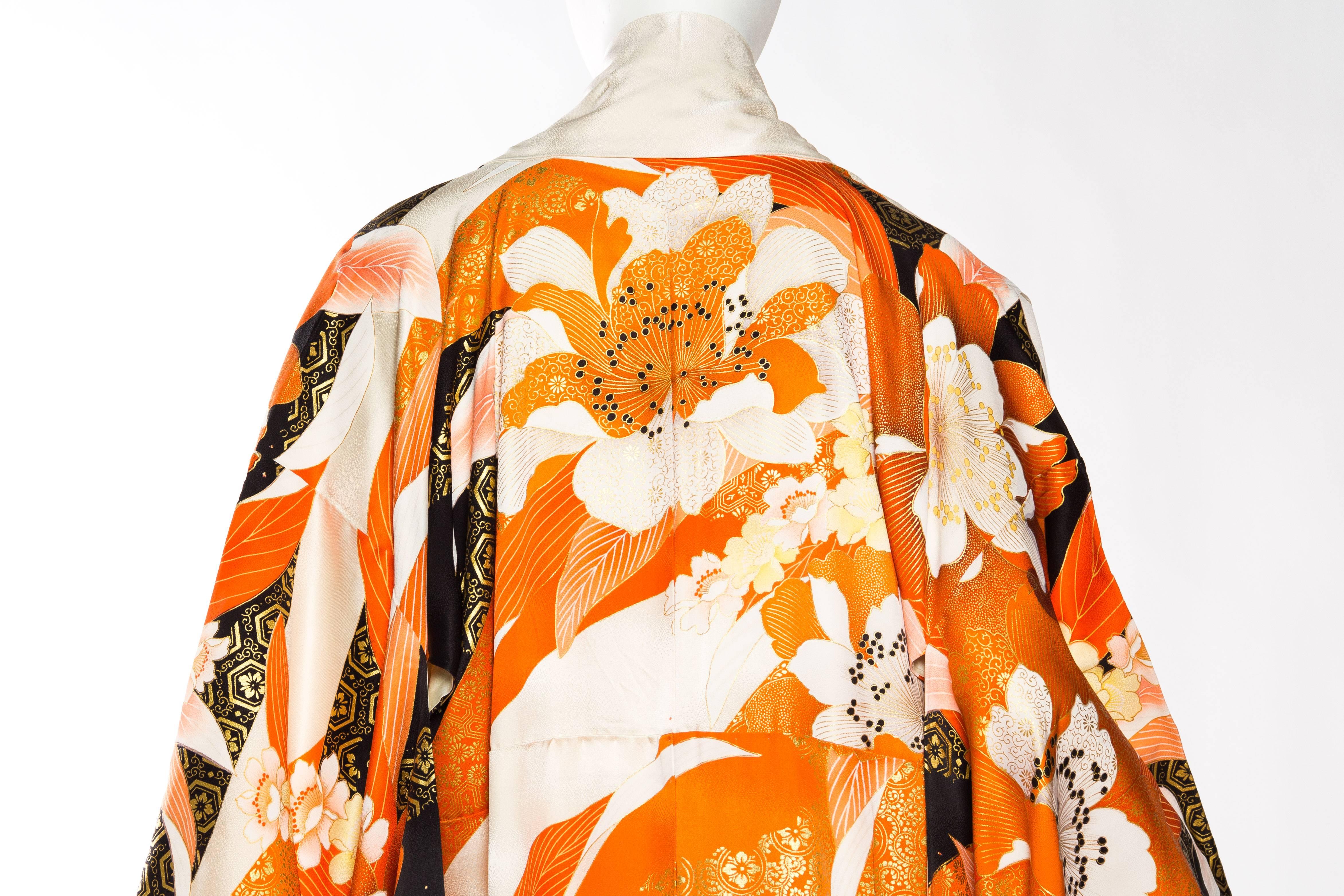Late Mid-Century Hand Painted and Printed Japanese Kimono 2