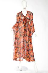 1960s/ 1970s Lee Bender Bus Stop Sheer Psycadellic Floral Dress