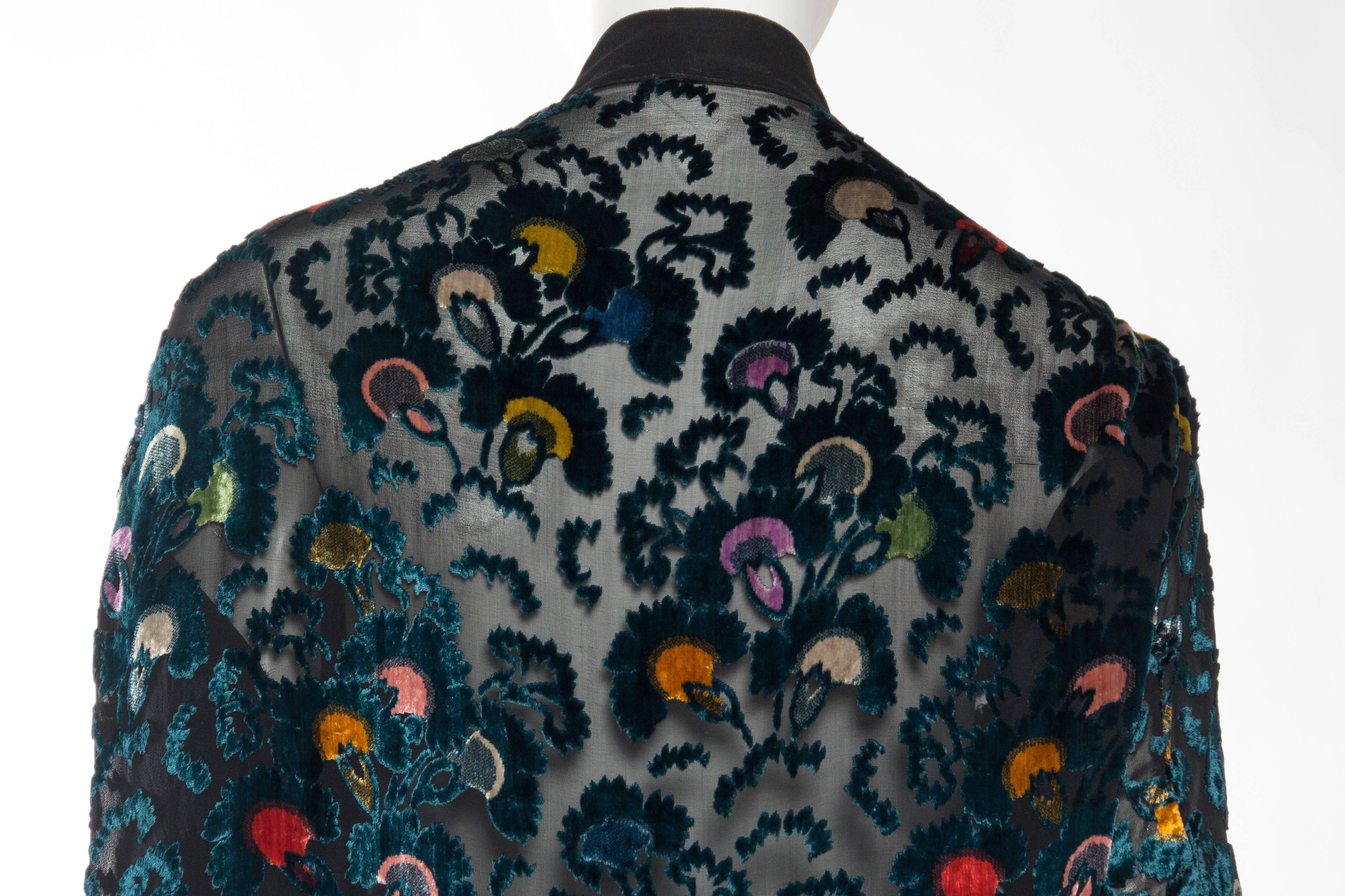 1920s Sheer Silk Velvet Kimono Jacket with Fringe In Good Condition In New York, NY