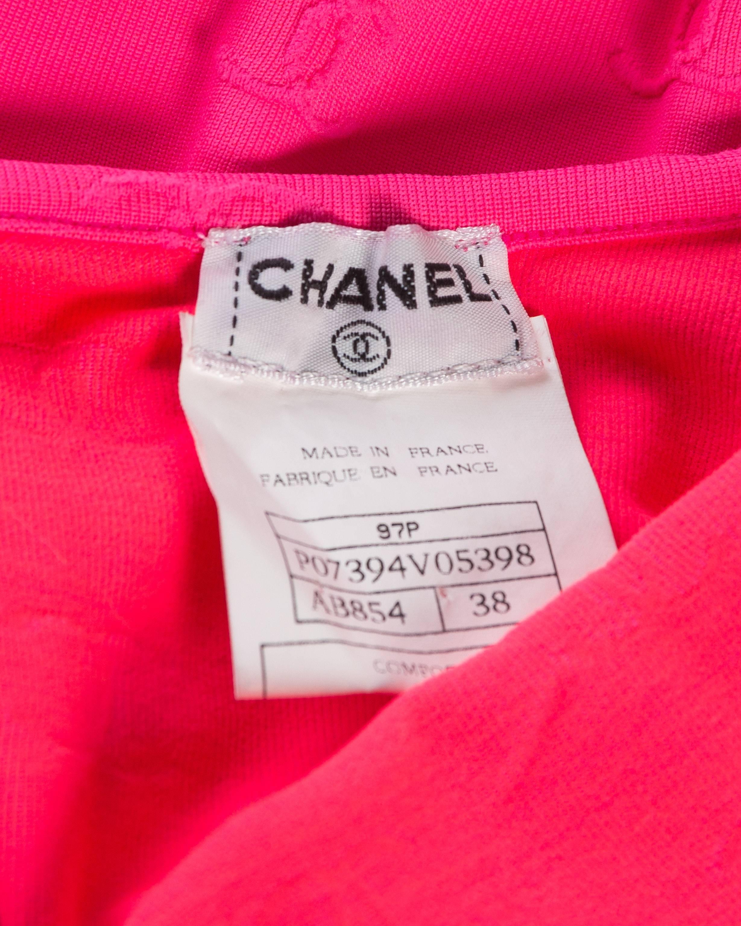 1990s Hot Pink Chanel Logo Bodysuit 4