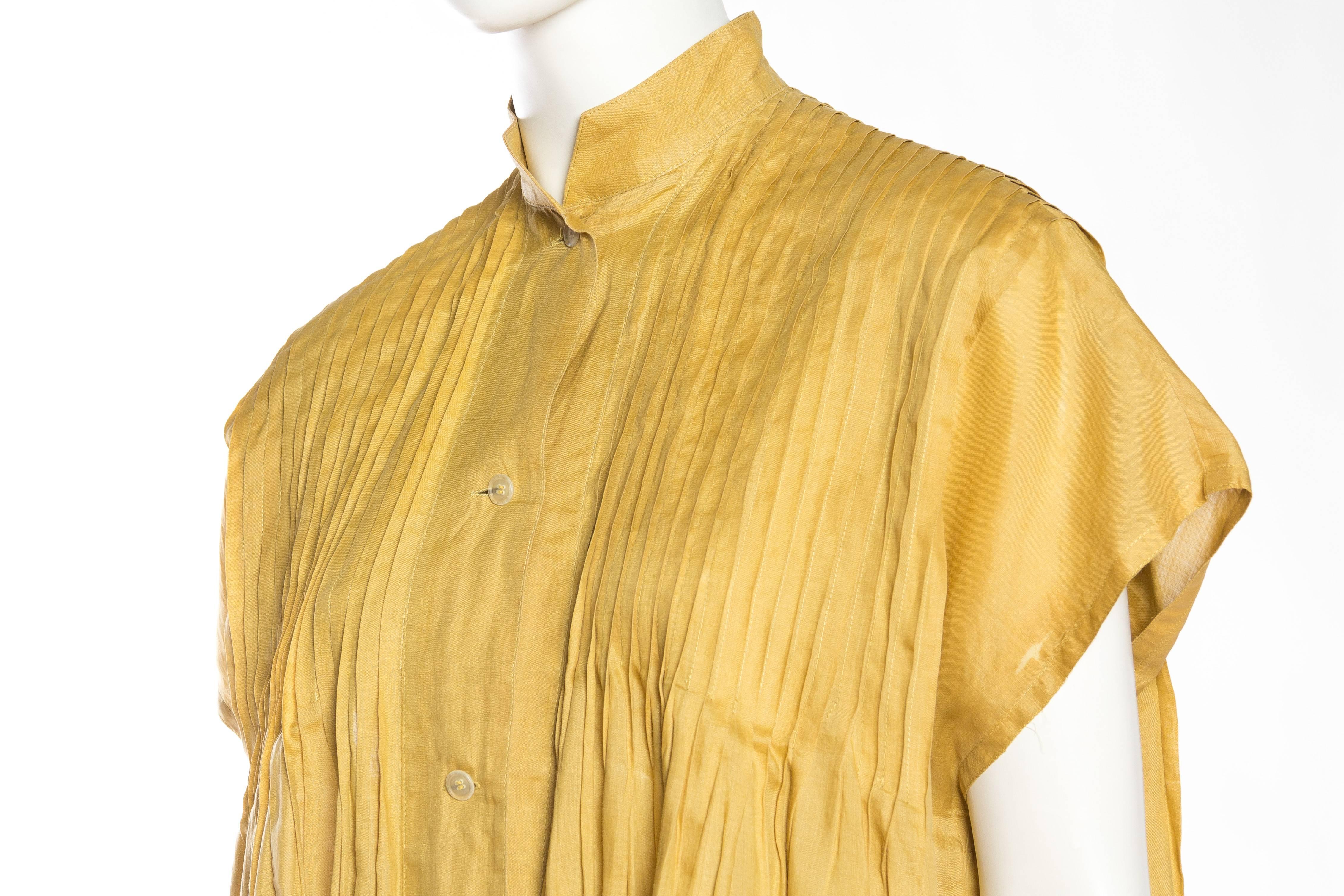 1980S ISSEY MIYAKE Mustard Yellow Linen Tunic & Pants Ensemble 2