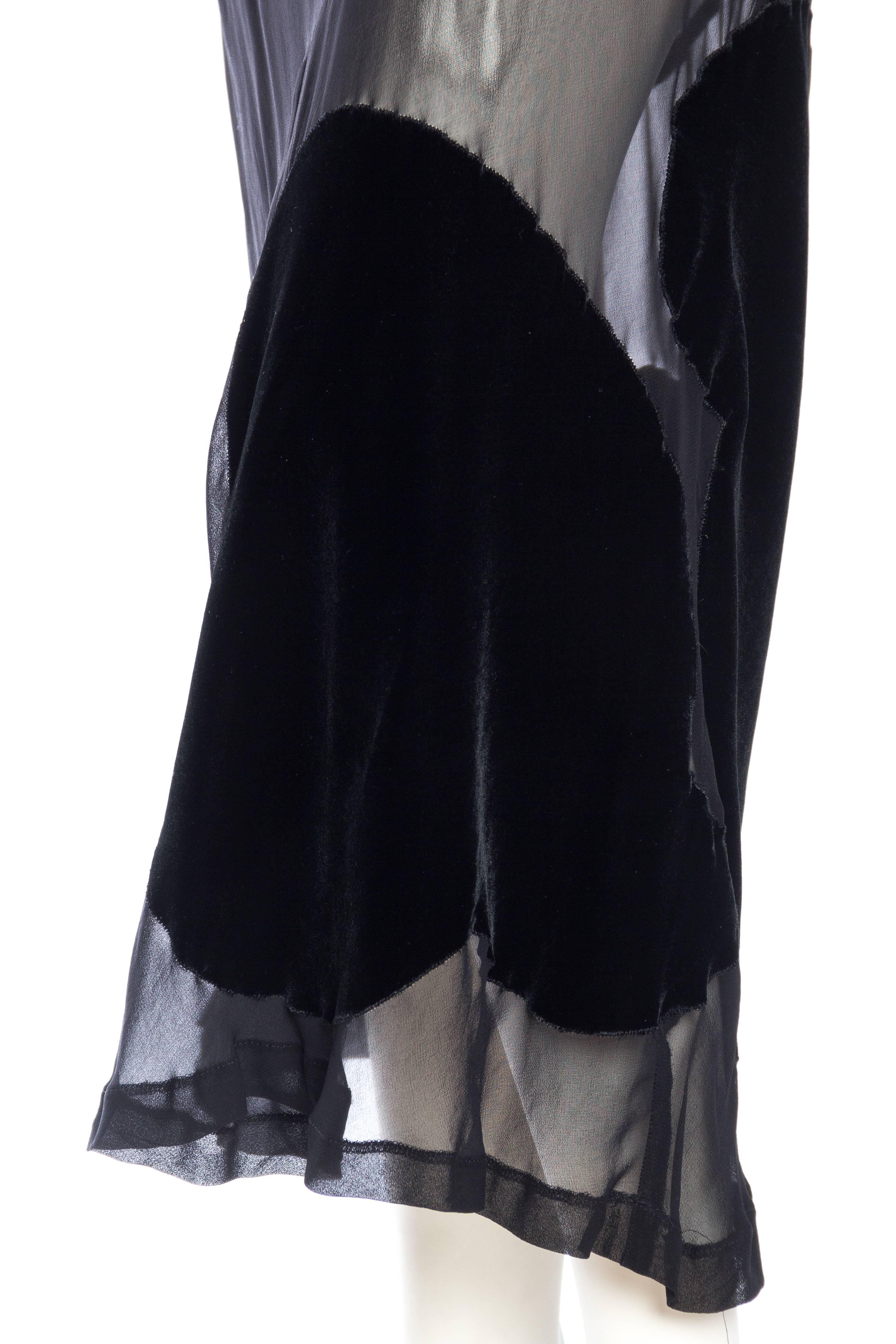 1990S COMME DES GARCONS Black Rayon & Silk Sheer Chiffon Bias Maxi Skirt With V 3