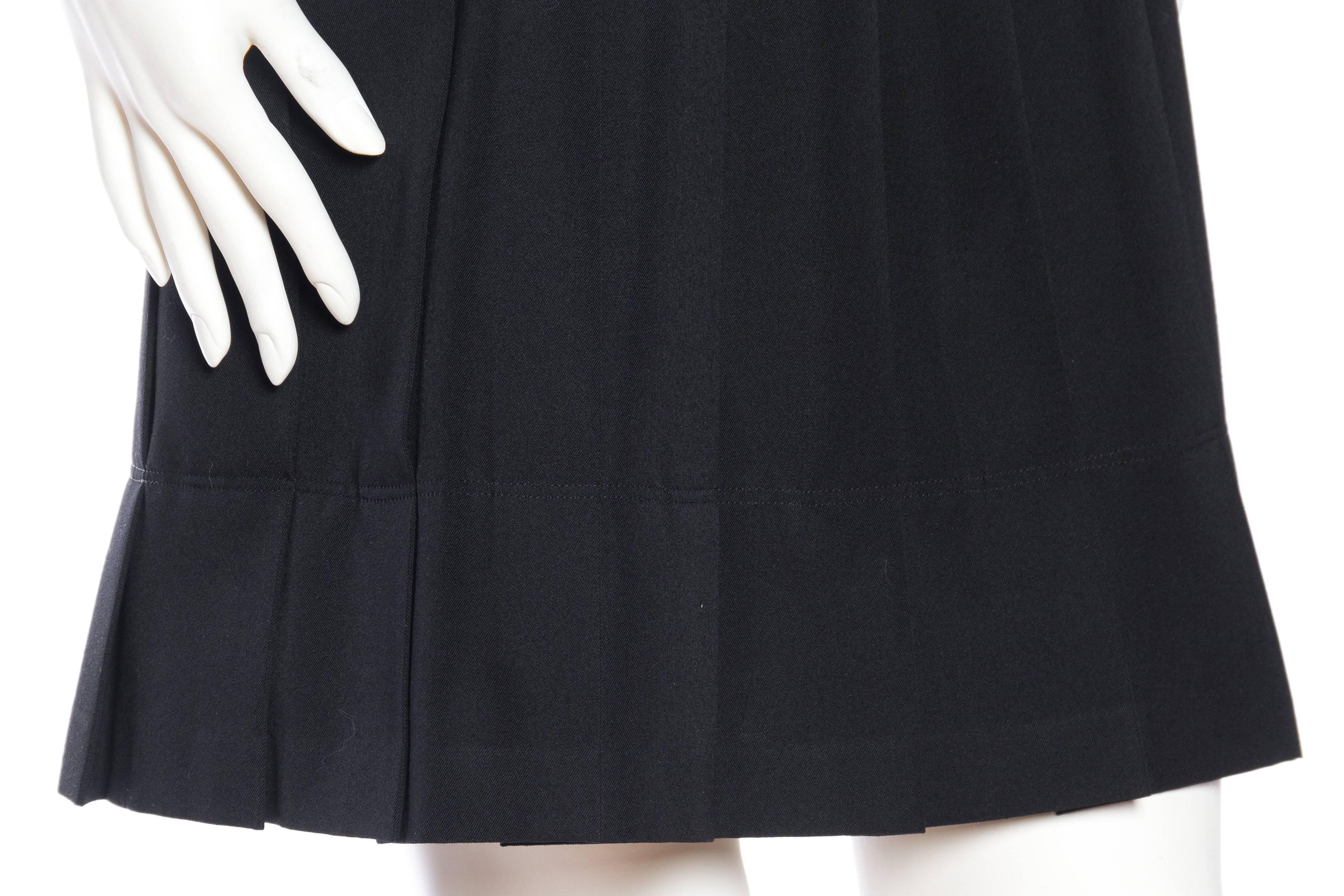 1980S COMME DES GARCONS Black Wool Blend High Waisted Pleated Punk Skirt With D For Sale 3