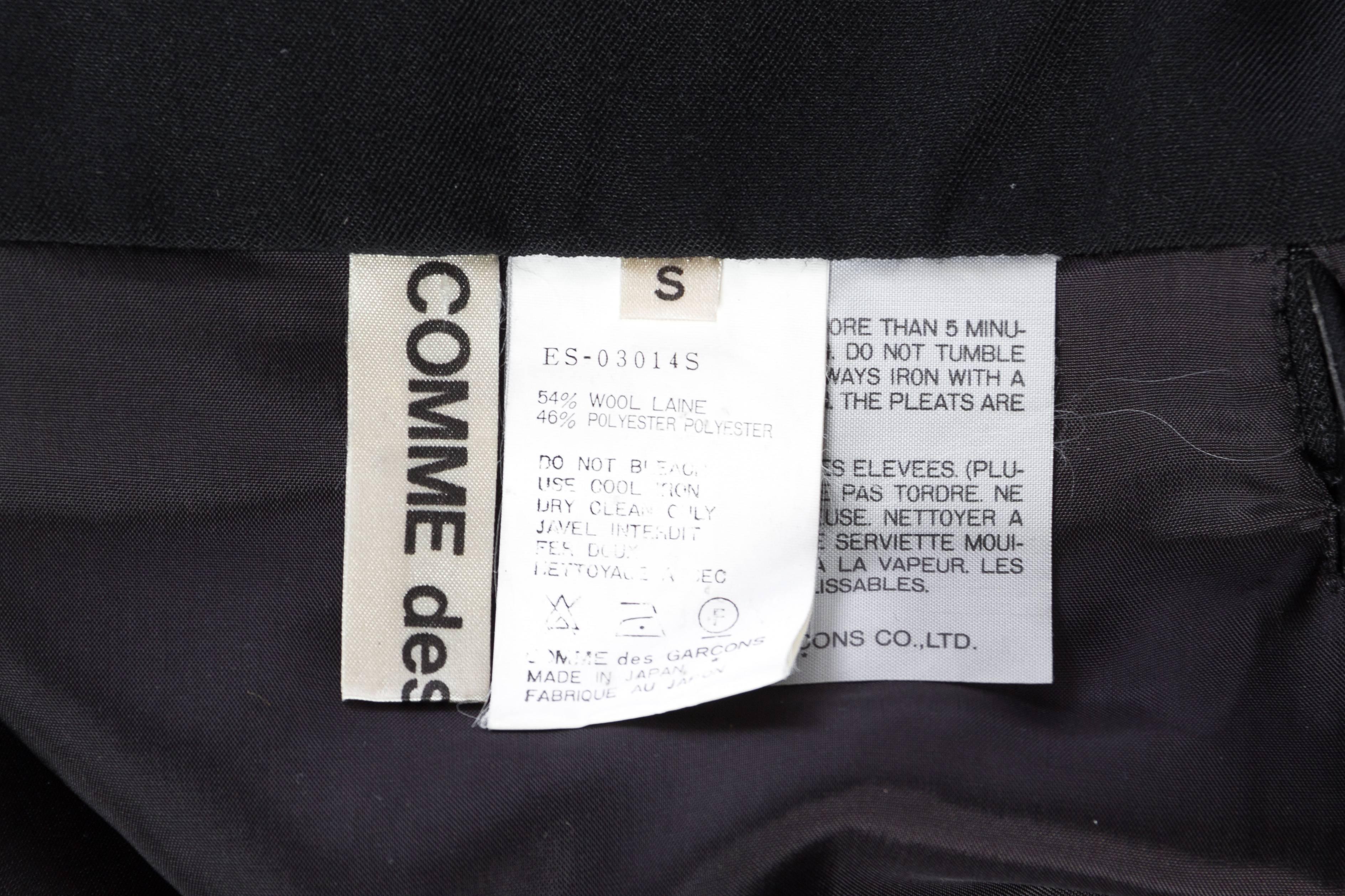 1980er COMME DES GARCONS Schwarzer plissierter Punkrock aus Wollmischung mit hoher Taille und D im Angebot 6