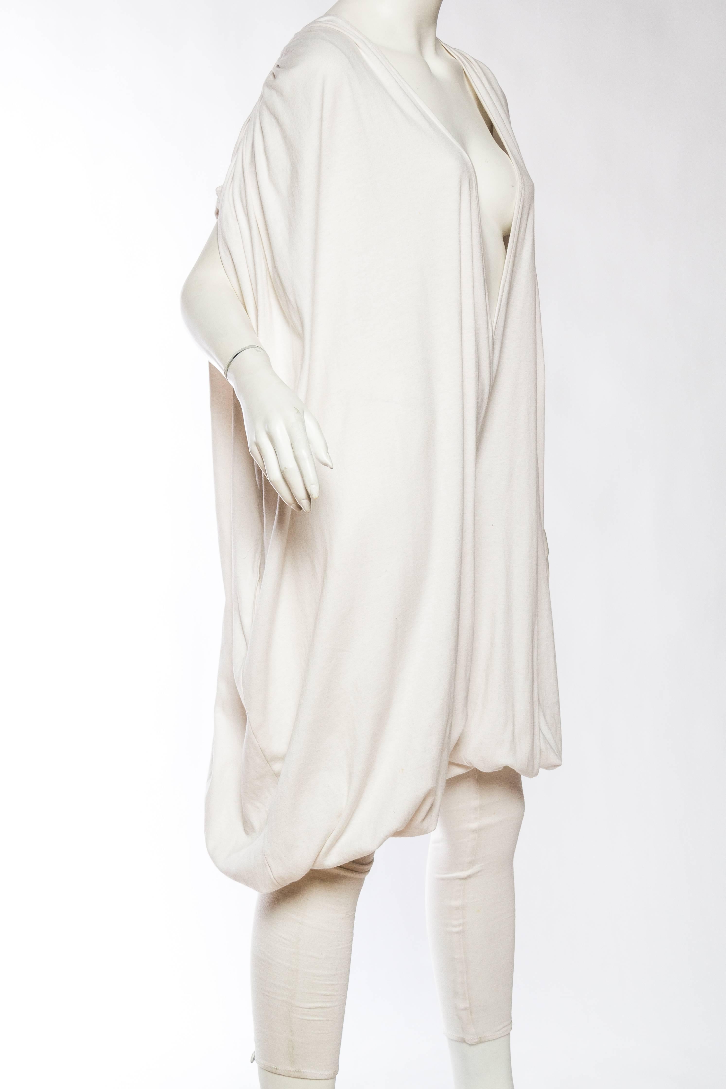 Early Norma Kamali from the 1970s Volumunous White Cotton Jersey Jumpsuit In Good Condition In New York, NY