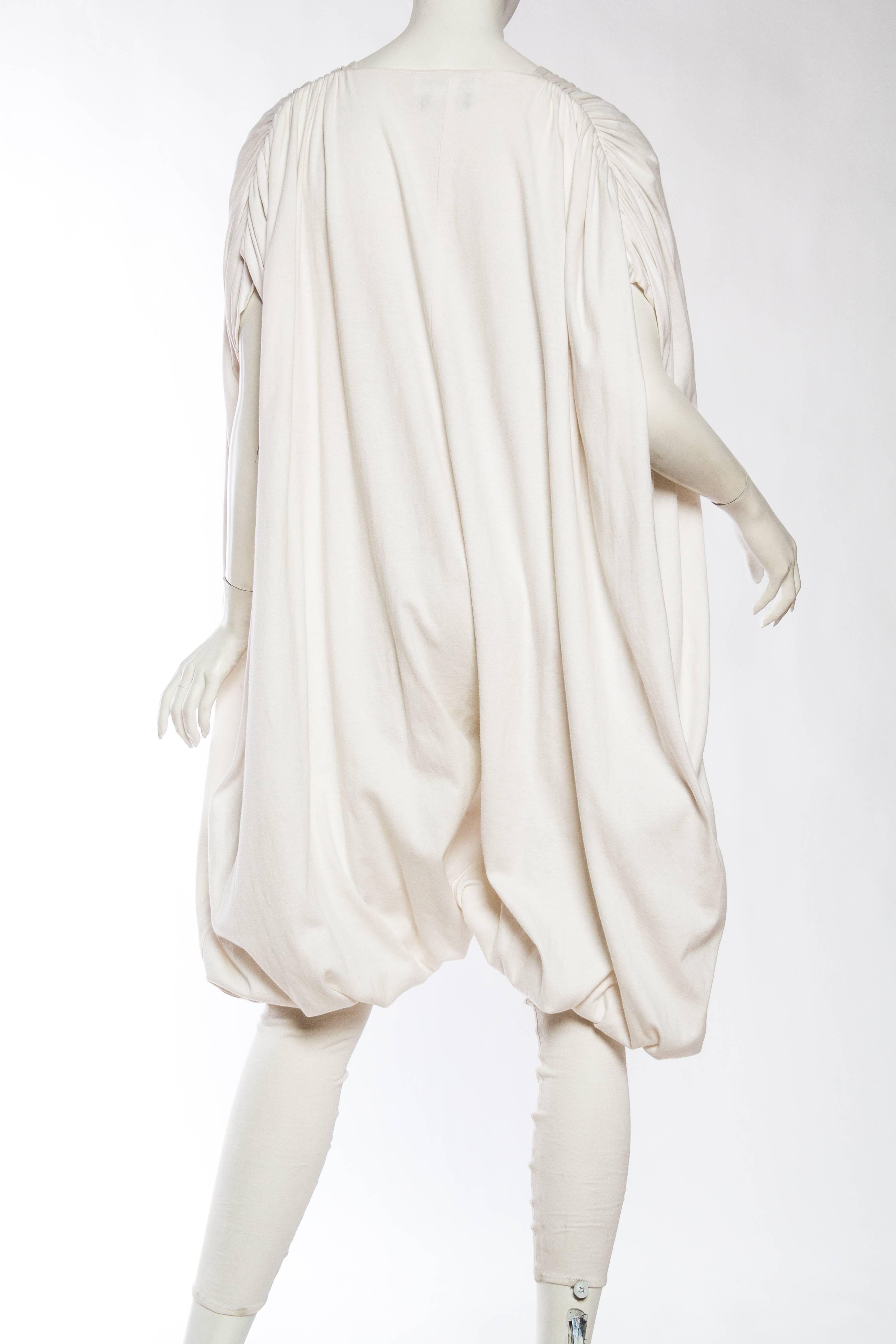 Early Norma Kamali from the 1970s Volumunous White Cotton Jersey Jumpsuit 1