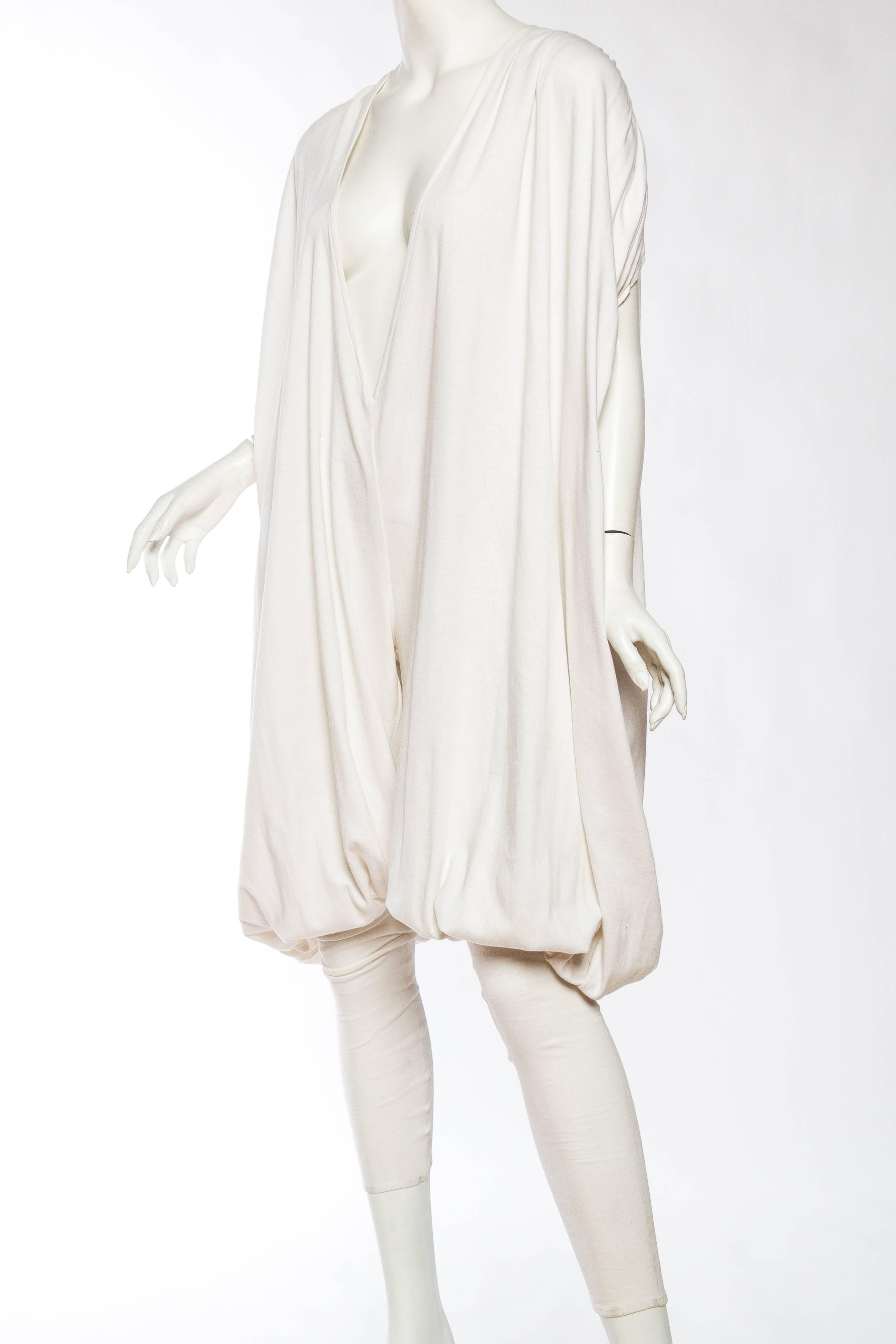 Women's Early Norma Kamali from the 1970s Volumunous White Cotton Jersey Jumpsuit