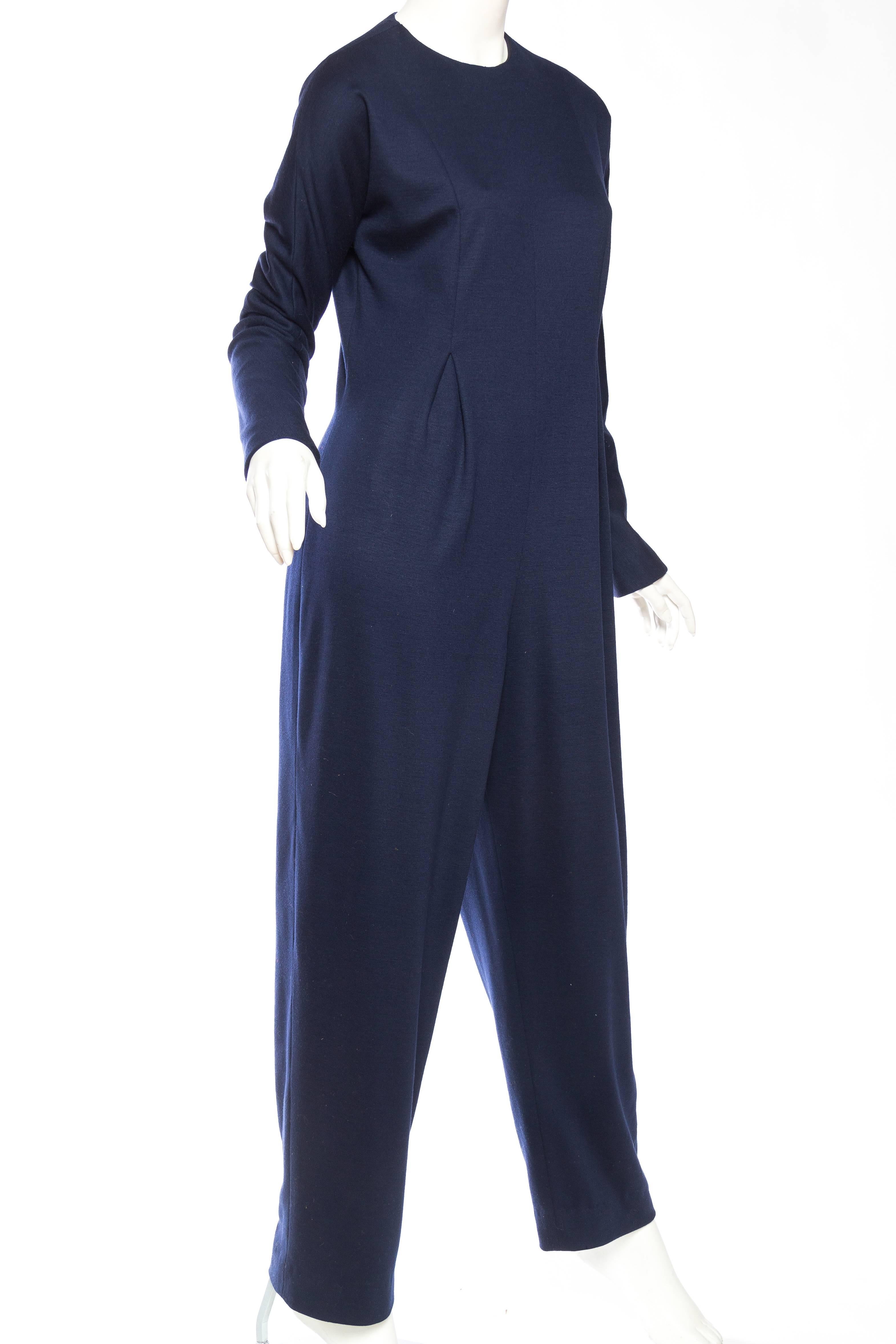 Black Geoffrey Beene Wool Jumpsuit Lined in Silk