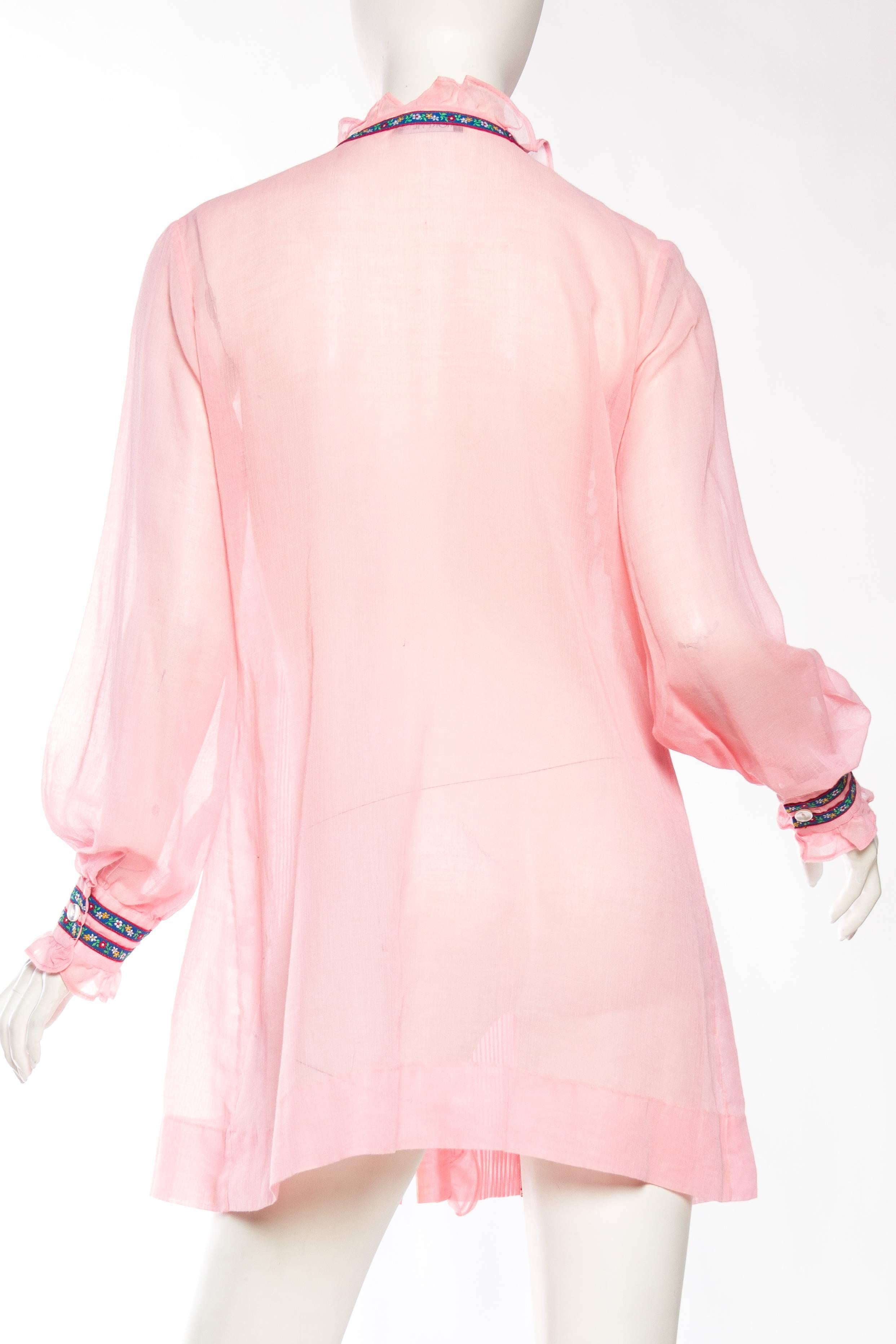 Pink Gucci Style 1960s Baby-Doll Dress with Embroidery and Bows