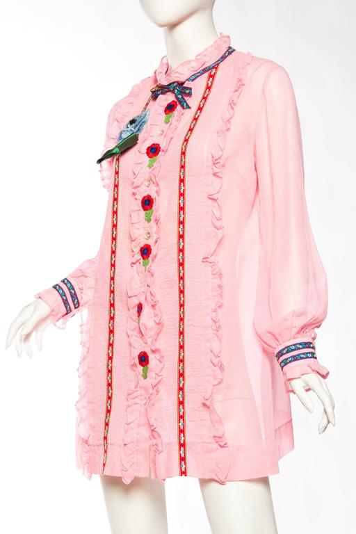 Gucci Style 1960s BabyDoll Dress with Embroidery and Bows at 1stDibs