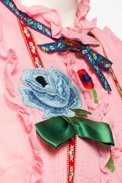 Gucci Style 1960s BabyDoll Dress with Embroidery and Bows at 1stDibs
