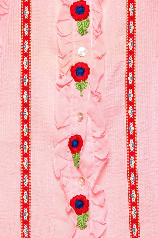 Gucci Style 1960s BabyDoll Dress with Embroidery and Bows at 1stDibs