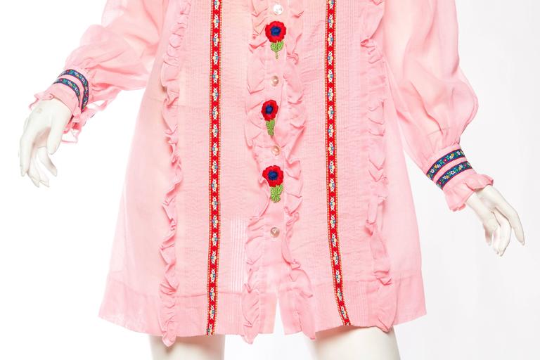 Gucci Style 1960s BabyDoll Dress with Embroidery and Bows at 1stDibs