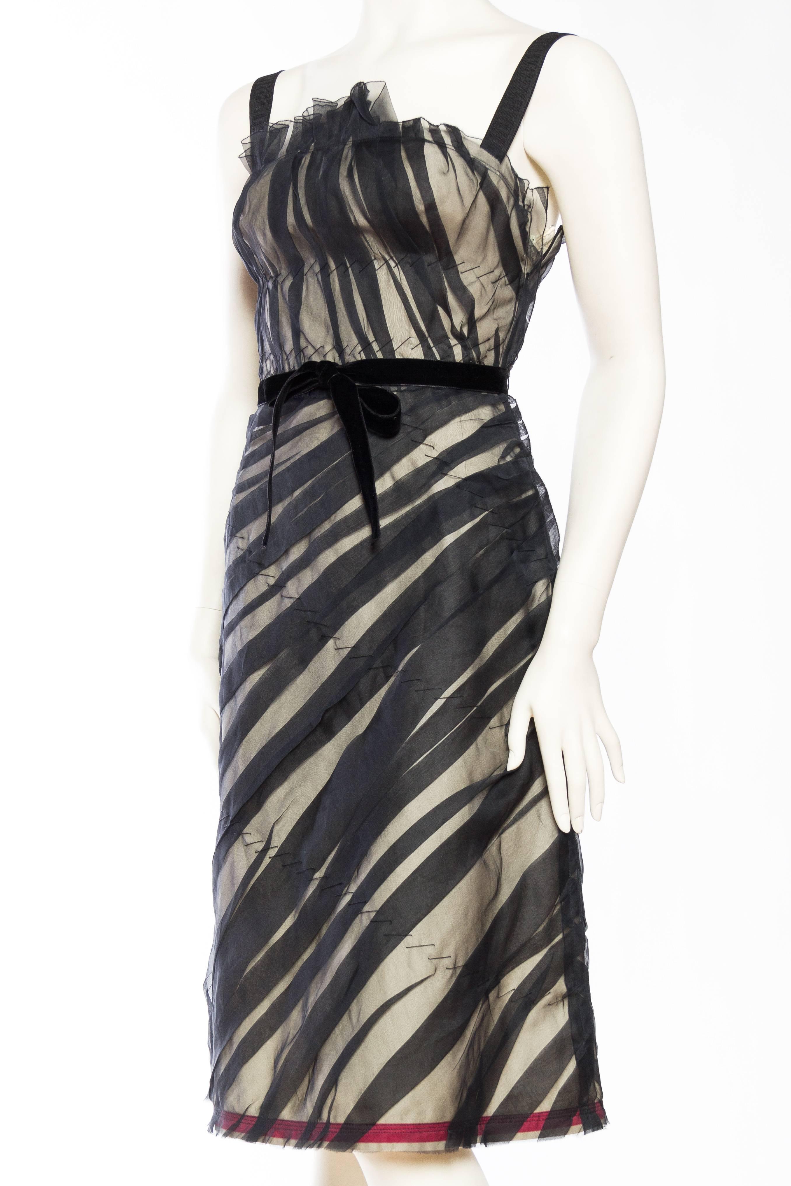 Hand Detailed Sheer Prada Dress In Excellent Condition In New York, NY