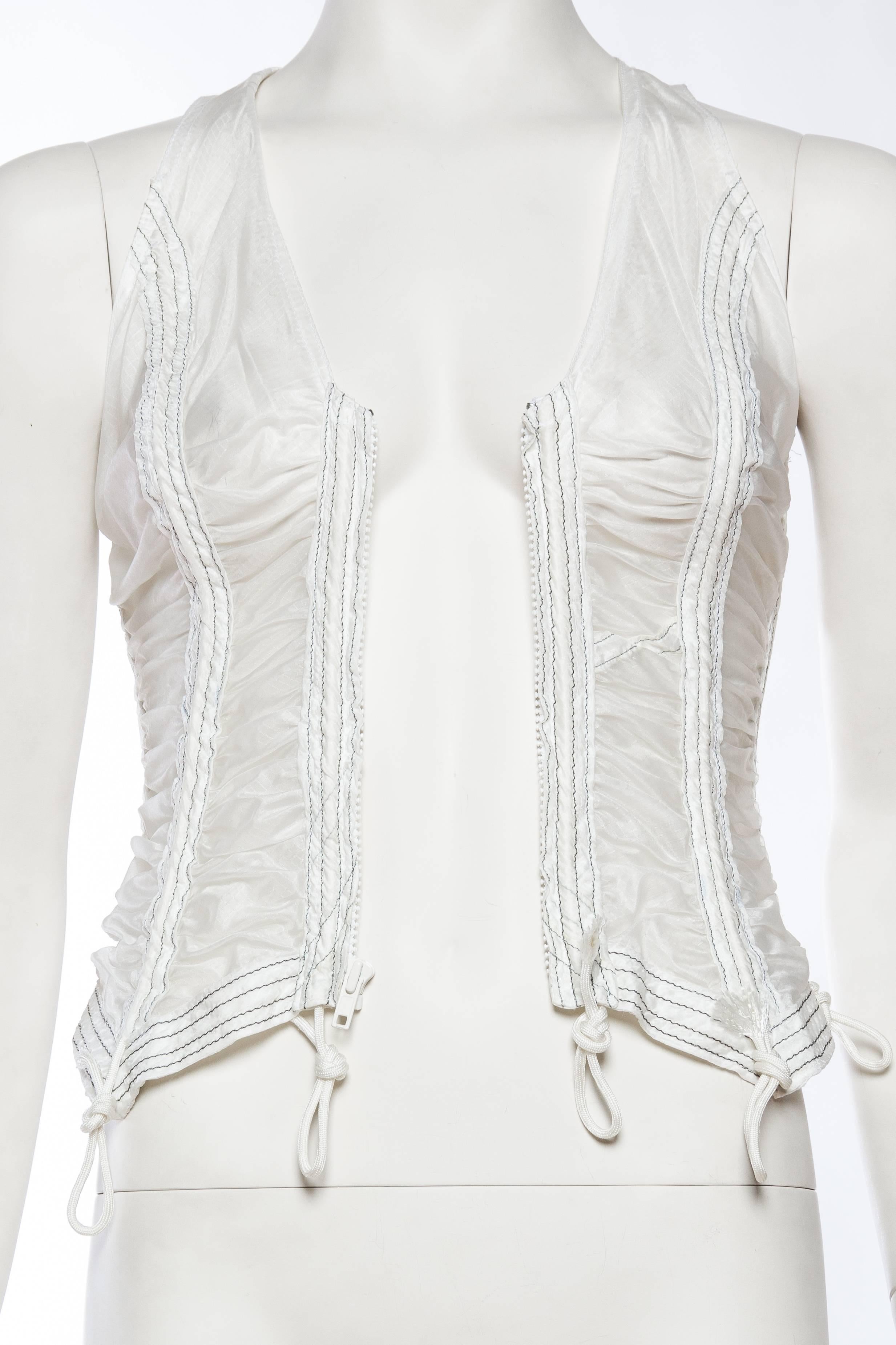 OMO Norma Kamali Sheer White Parachute Top In Excellent Condition In New York, NY