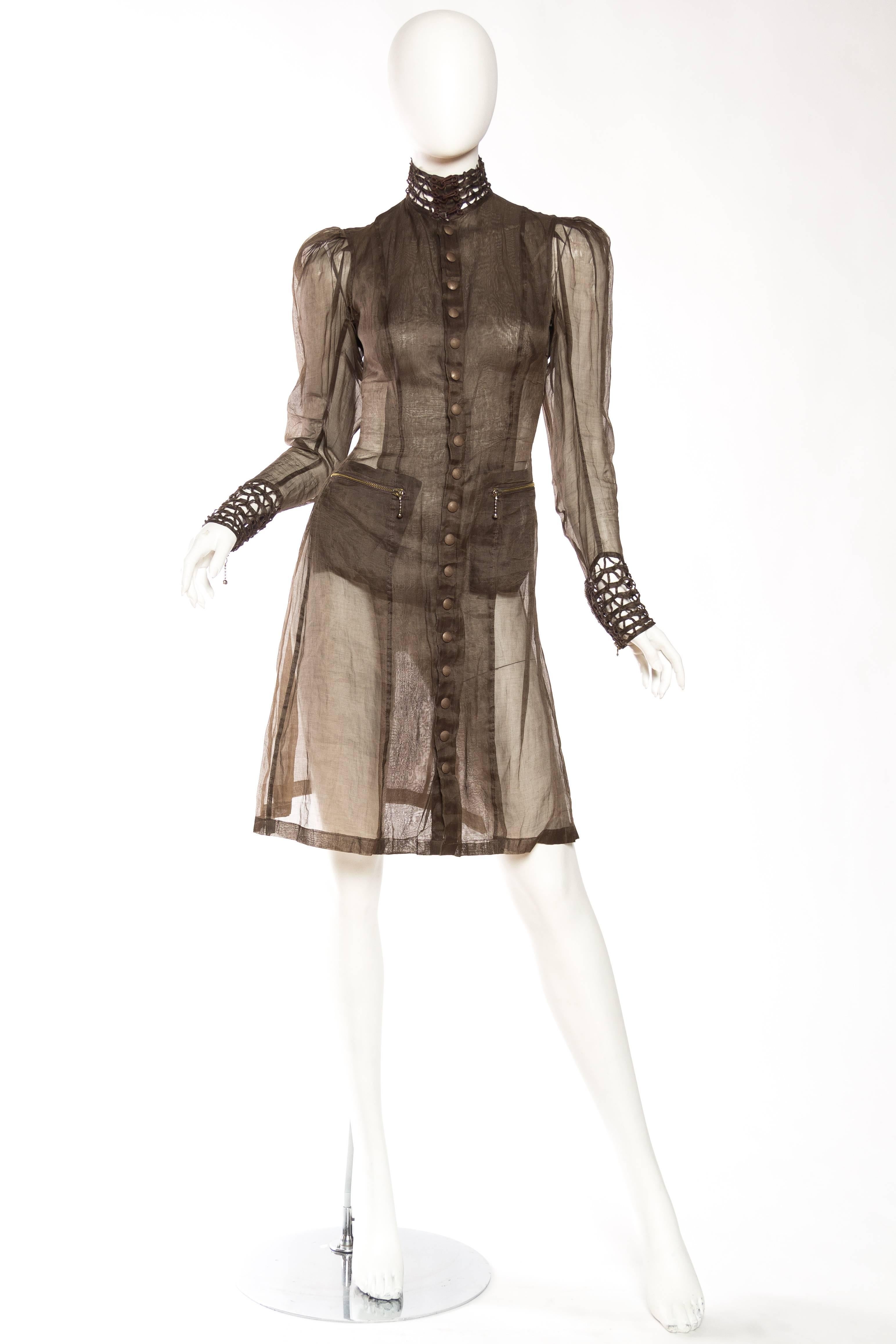Gray Jean Paul Gaultier Victorian Style Sheer Organdy Dress