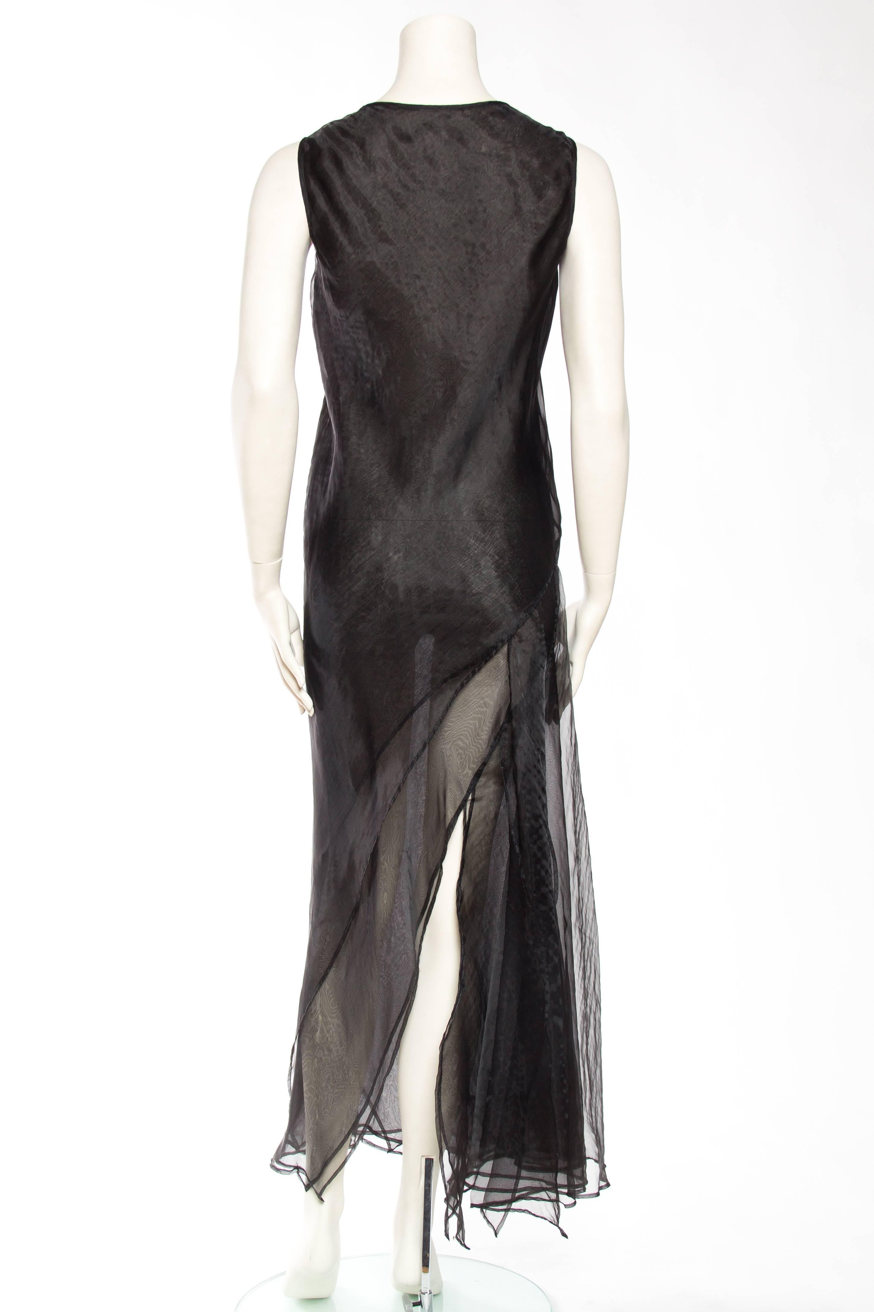 Women's 1990S JIL SANDER Black Bias Cut Polyester Organza Sheer Layered Minimal Gown