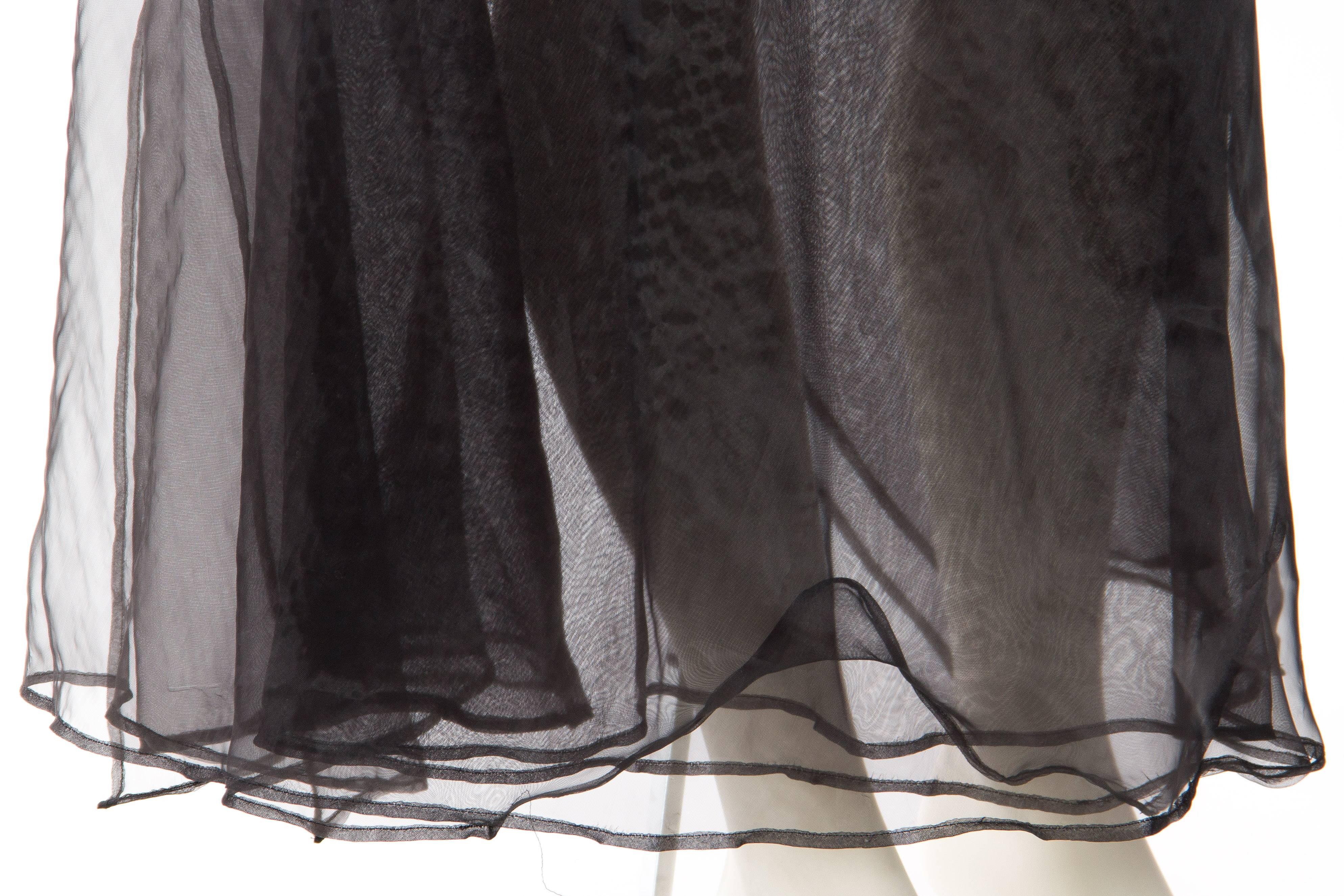 1990S JIL SANDER Black Bias Cut Polyester Organza Sheer Layered Minimal Gown 3