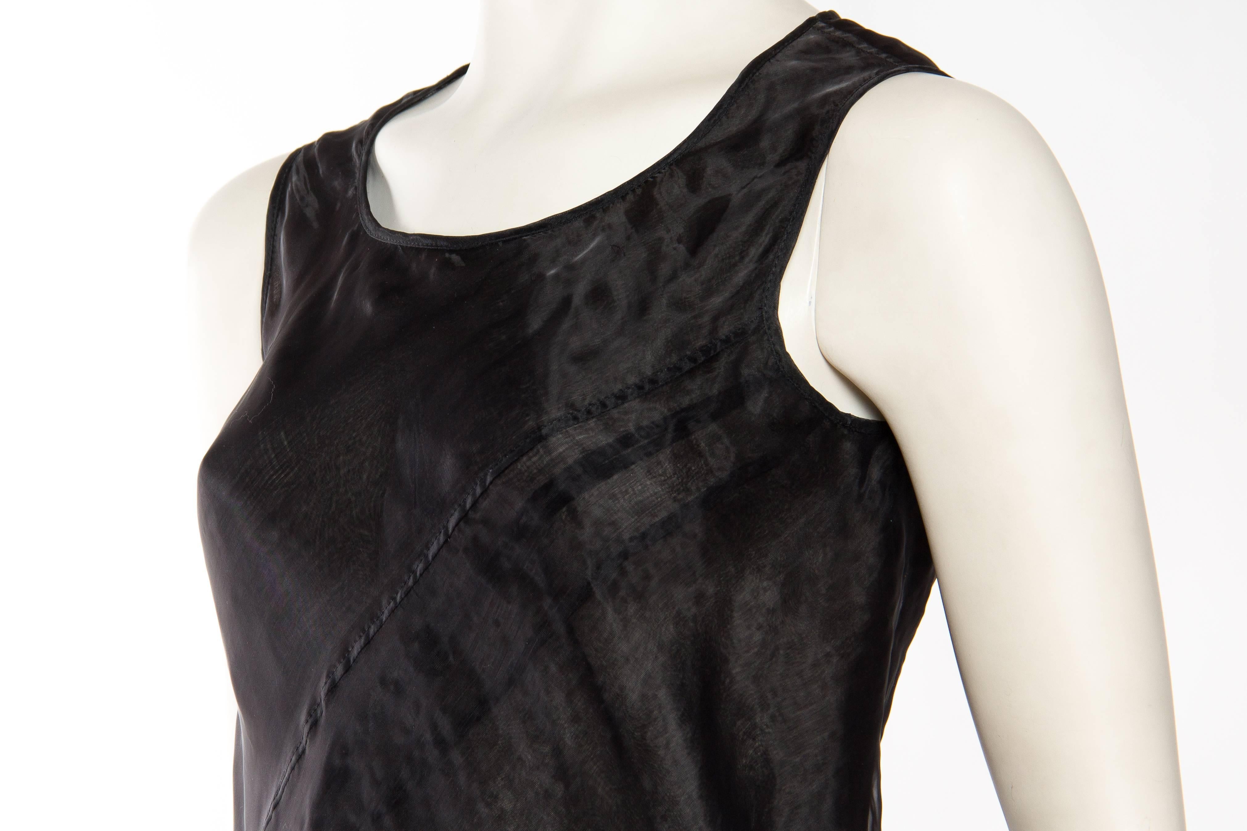 1990S JIL SANDER Black Bias Cut Polyester Organza Sheer Layered Minimal Gown 1