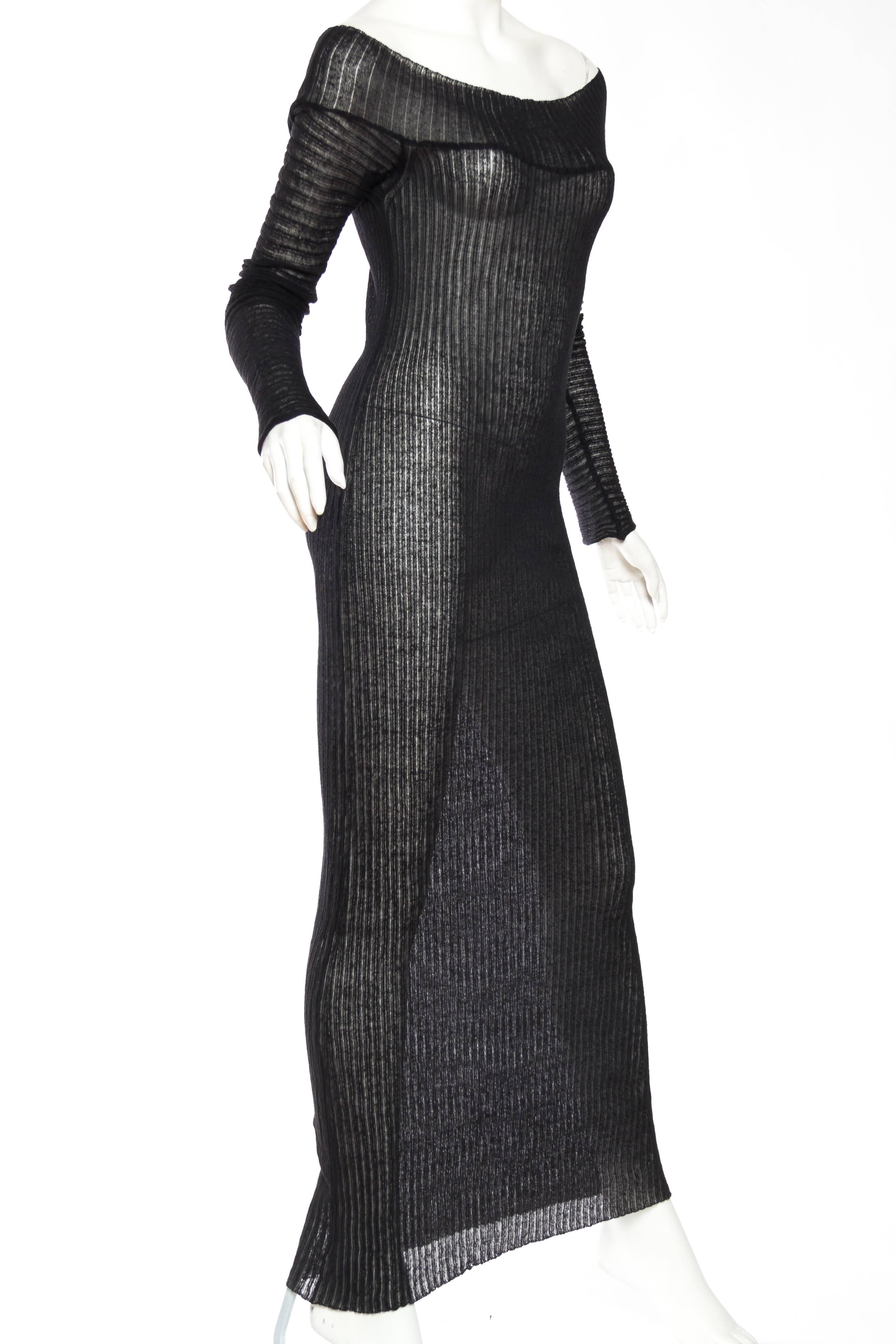 Black Sheer Knit Dress by Jean Paul Gaultier