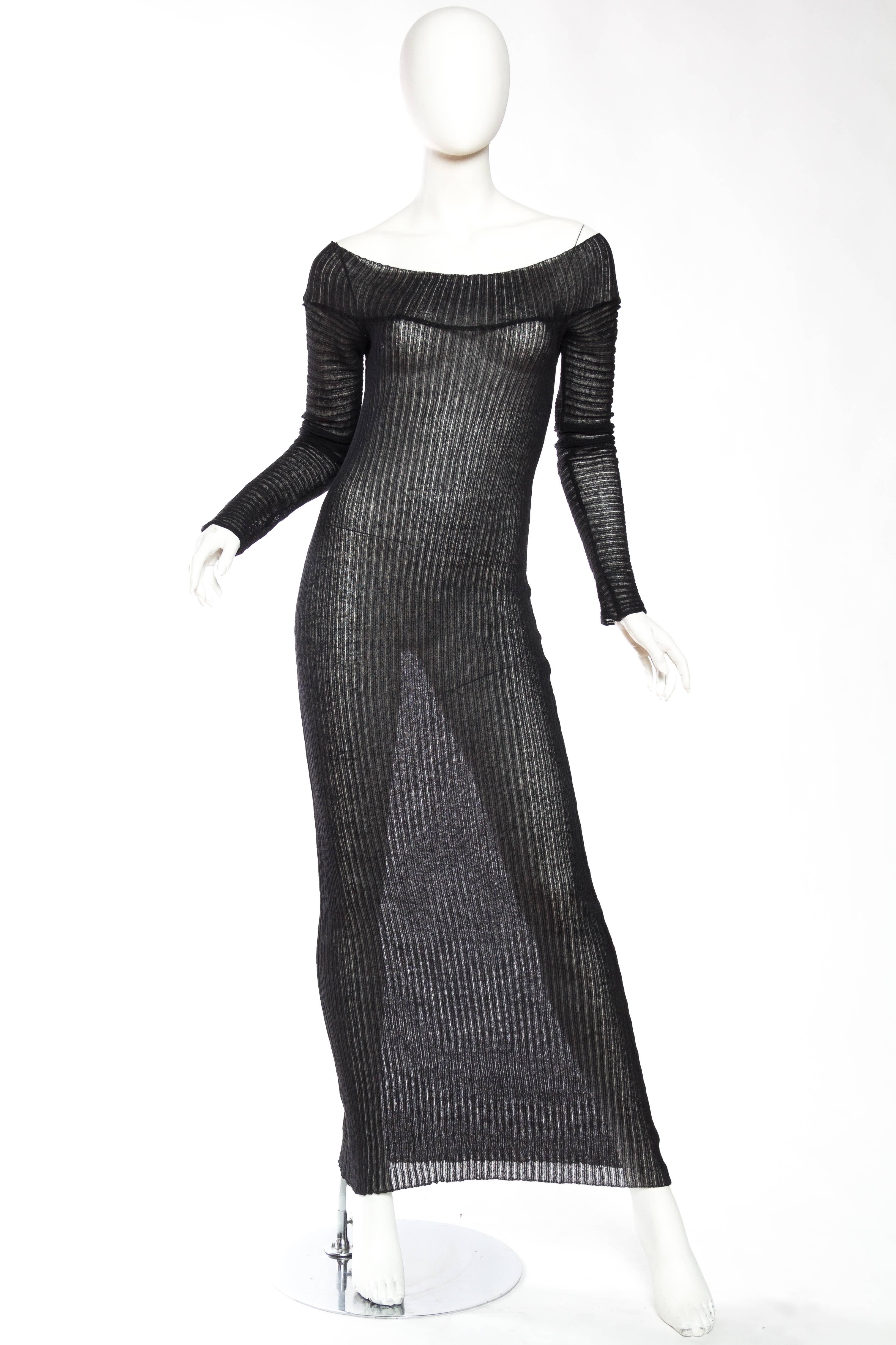 Sheer Off the Shoulder Knit Dress by Jean Paul Gaultier