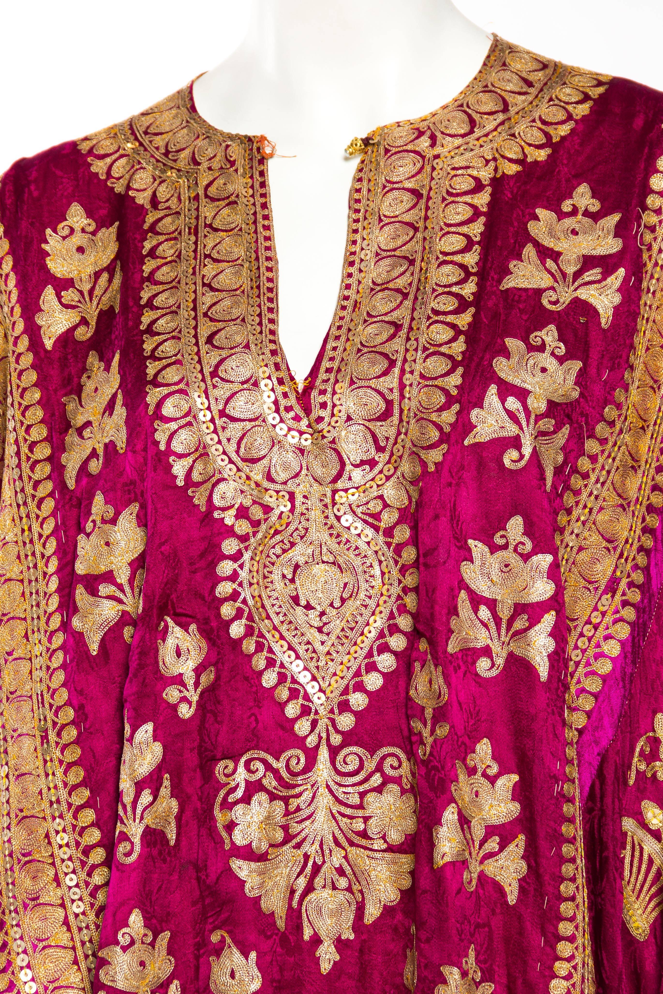 Phenomenal Trained Silk Caftan With Elaborate Metal Embroidery Kaftan 2