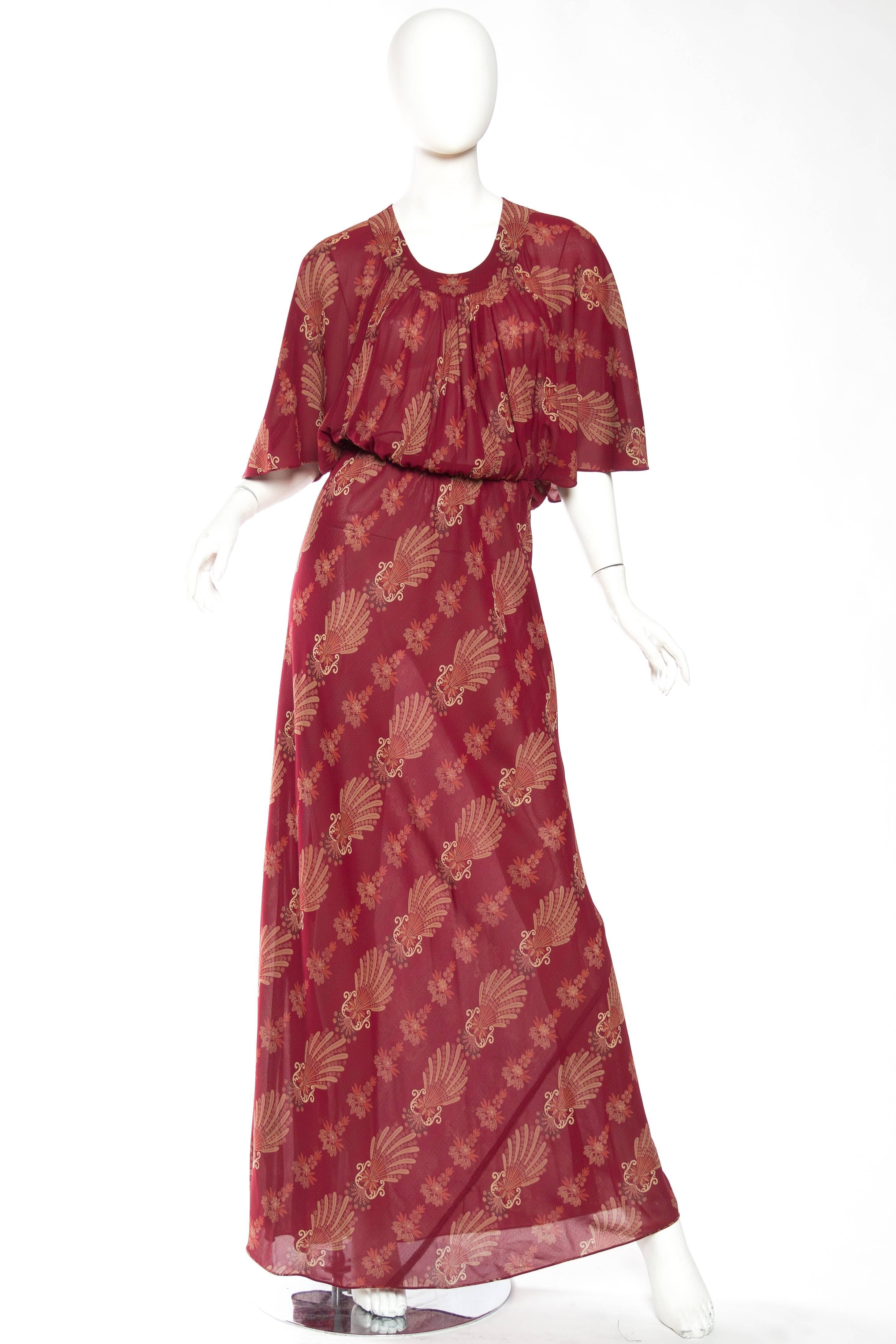1970s Italian Silk Chiffon Boho Dress In Excellent Condition In New York, NY