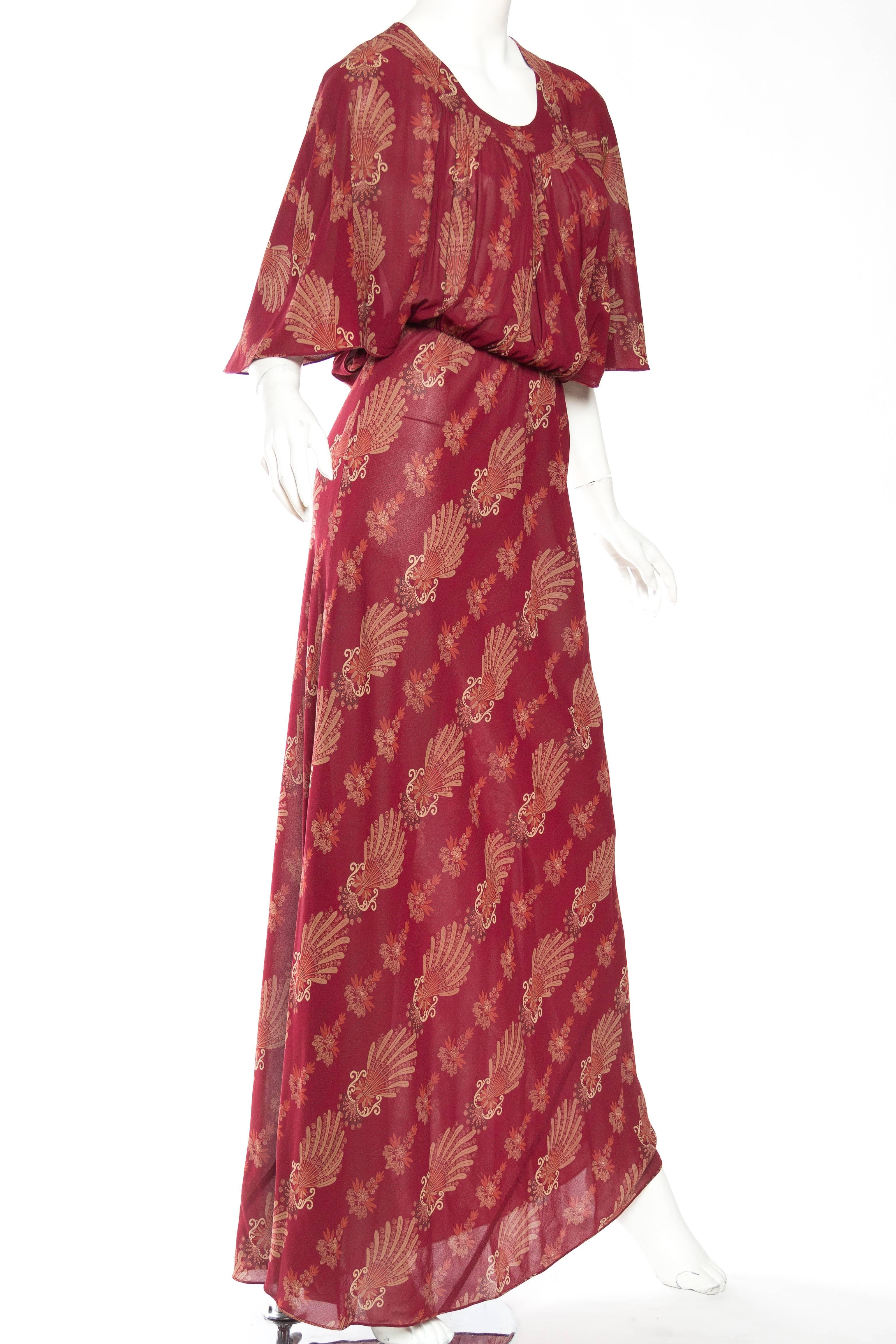 Women's 1970s Italian Silk Chiffon Boho Dress